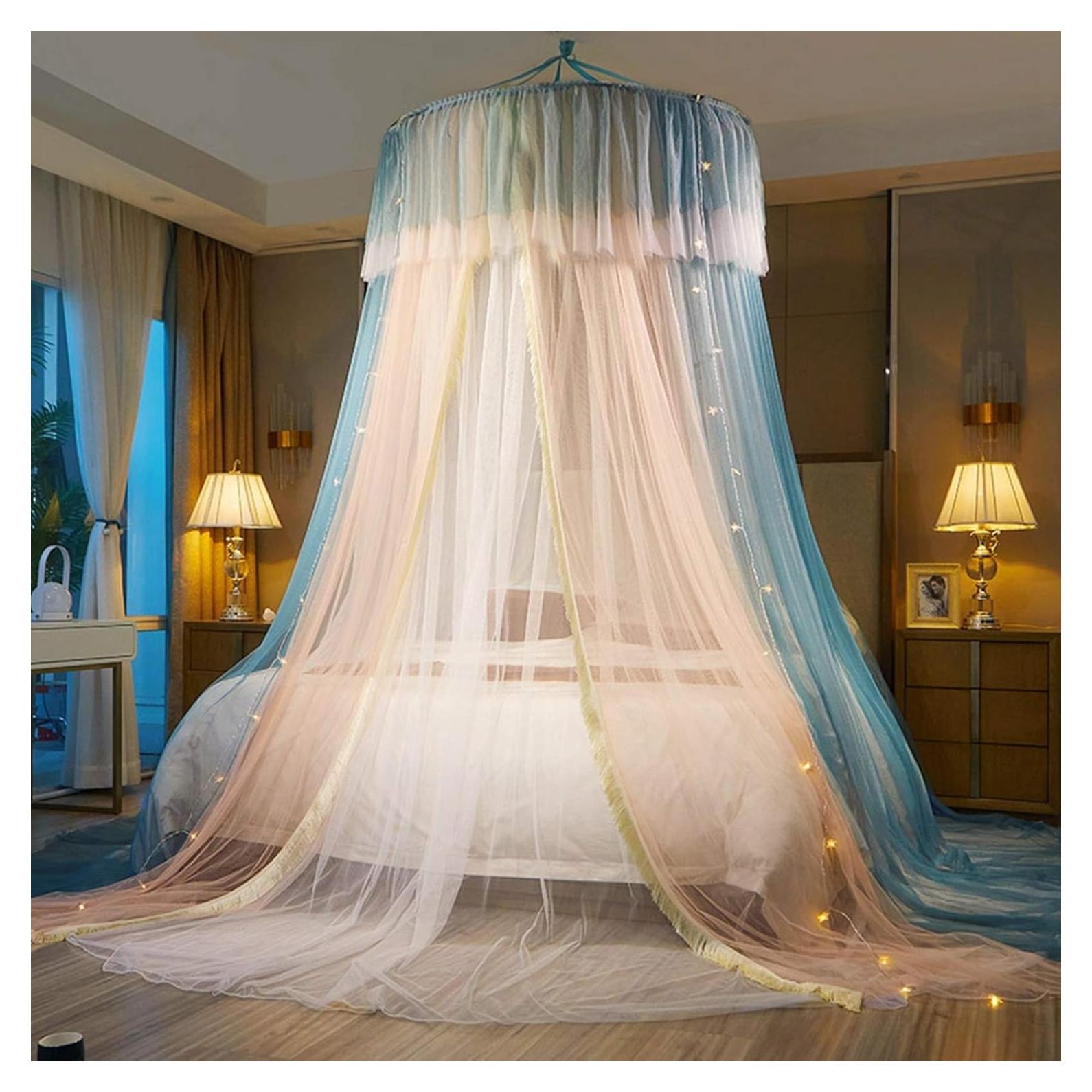 Dosel de Cama Princesa VETHIN Doble Capa 101.6cm Azul/Rosa/Blanco