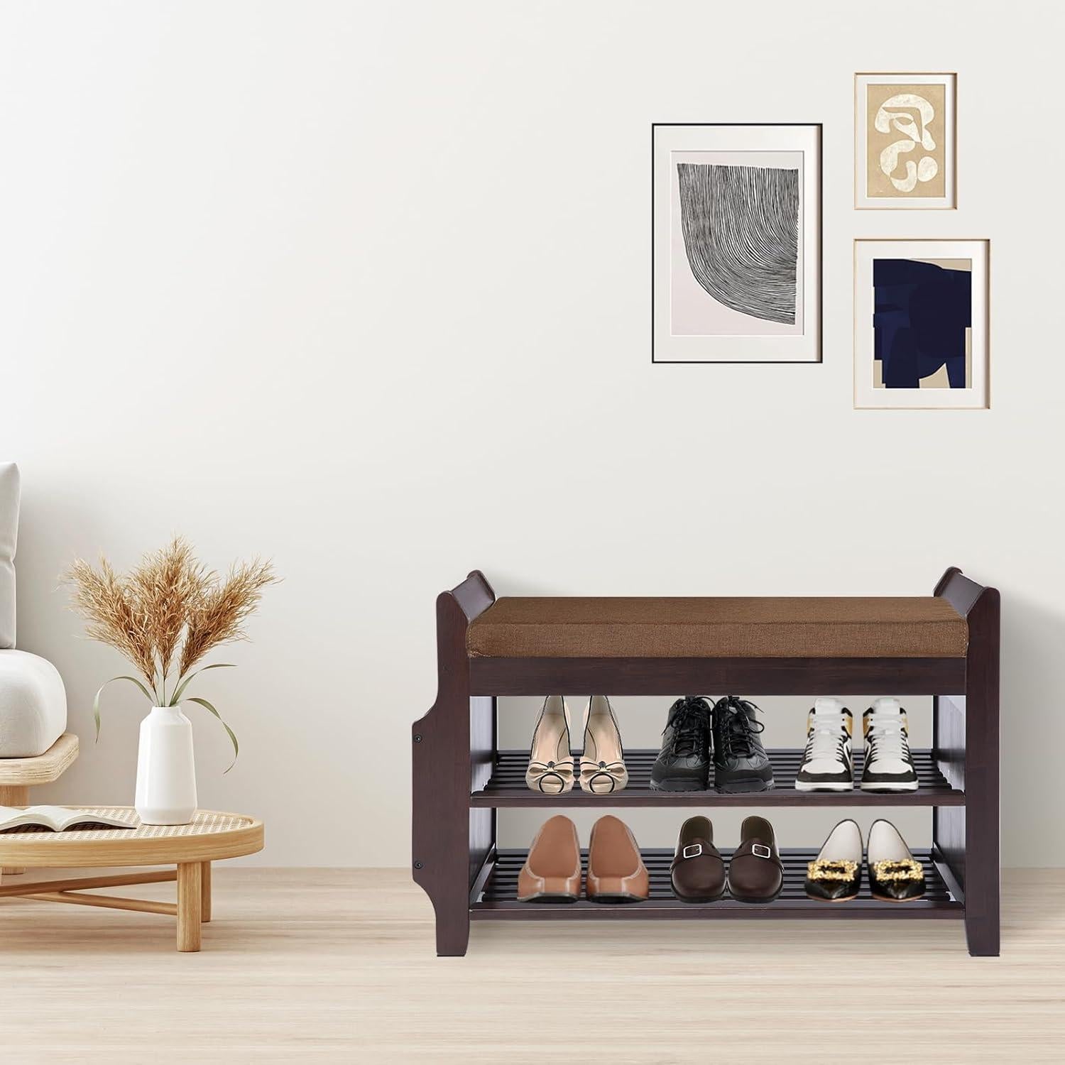 Banco de Almacenamiento YUKOOL de Bambú 79 cm con Cojín