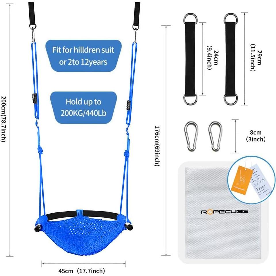 Columpio de Tejido a Mano ROPECUBE para Niños - Azul