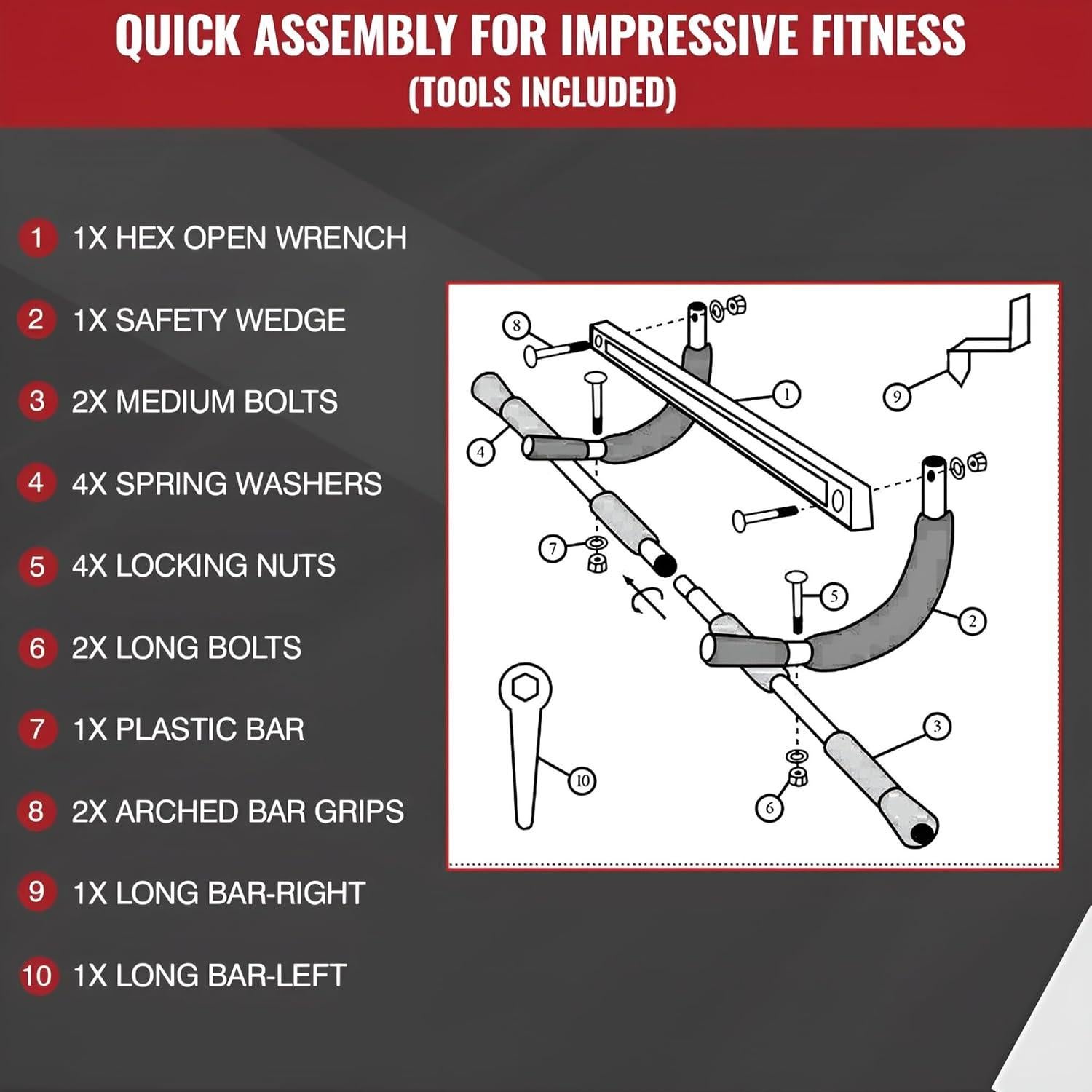 Barra de Dominadas Ben Din para Marco de Puerta - Acero Resistente