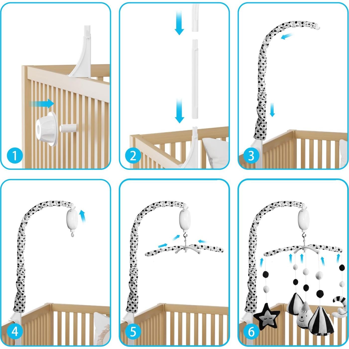 Móvil Musical para Cuna FEISIKE en Blanco y Negro con 35 Canciones