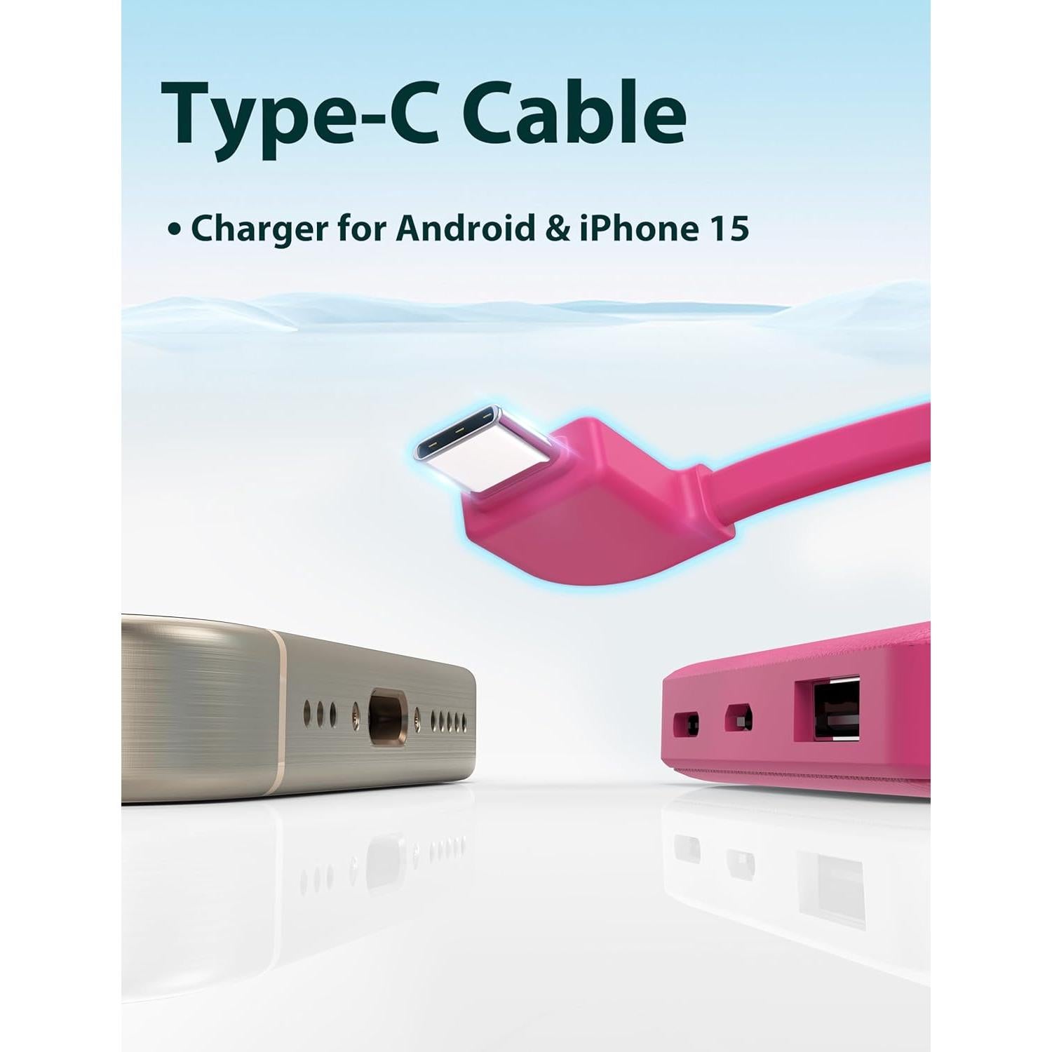 Cargador Portátil MIISSO 6000mAh Rojo Ciruela con Cables