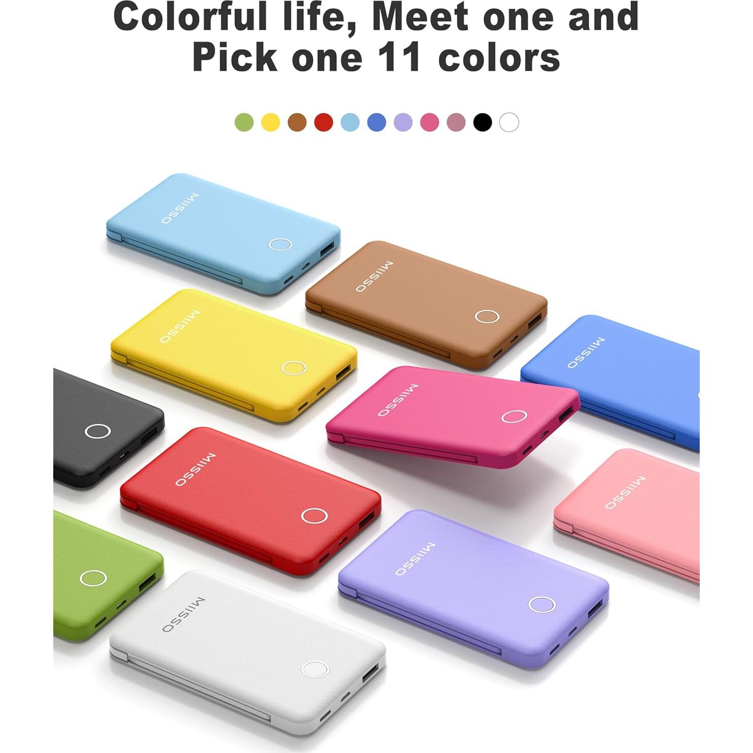 Cargador Portátil MIISSO 6000mAh Rojo Ciruela con Cables