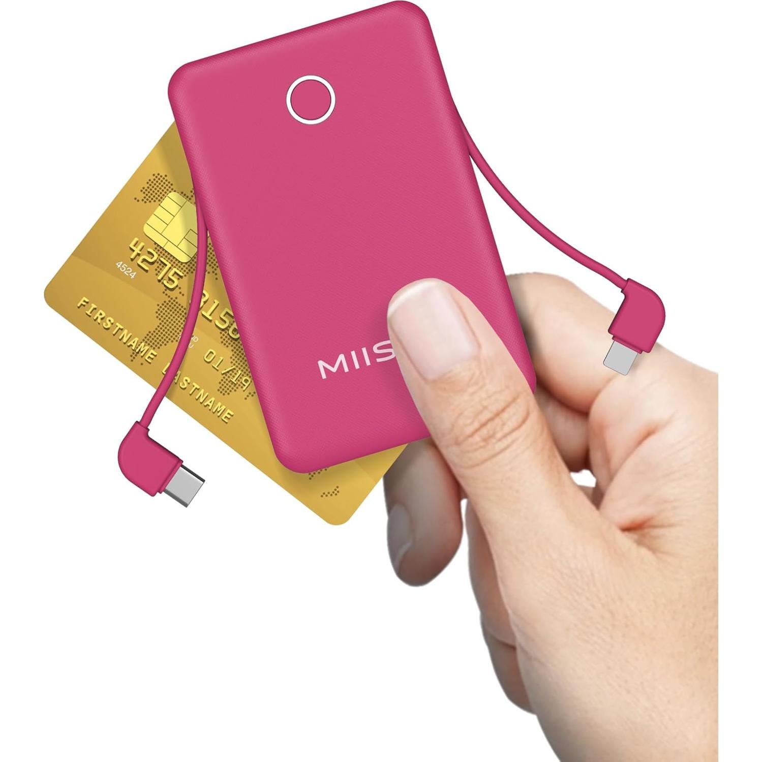 Cargador Portátil MIISSO 6000mAh Rojo Ciruela con Cables