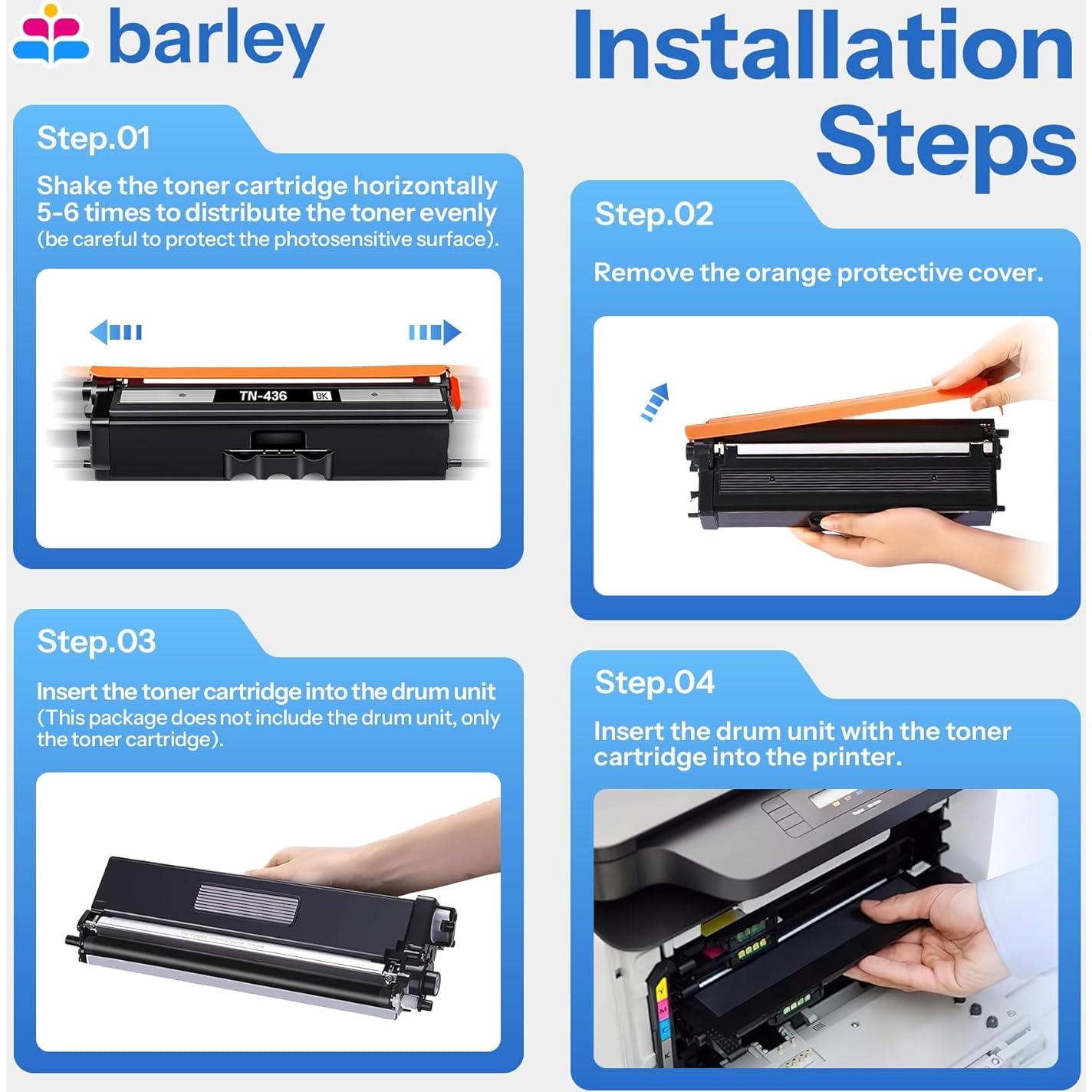 Cartucho de Tóner Negro Super Alta Capacidad Barley TN436BK (2 Unidades)