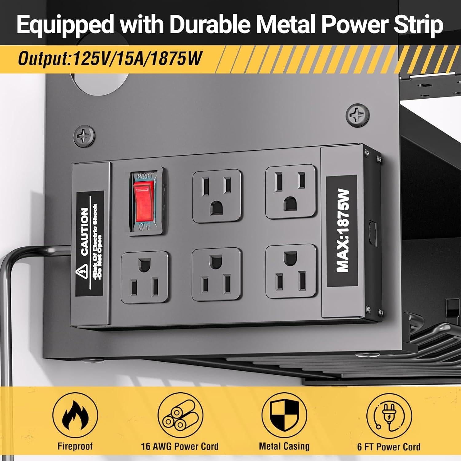 Organizador de Herramientas YYR Montaje en Pared con Regleta - Negro