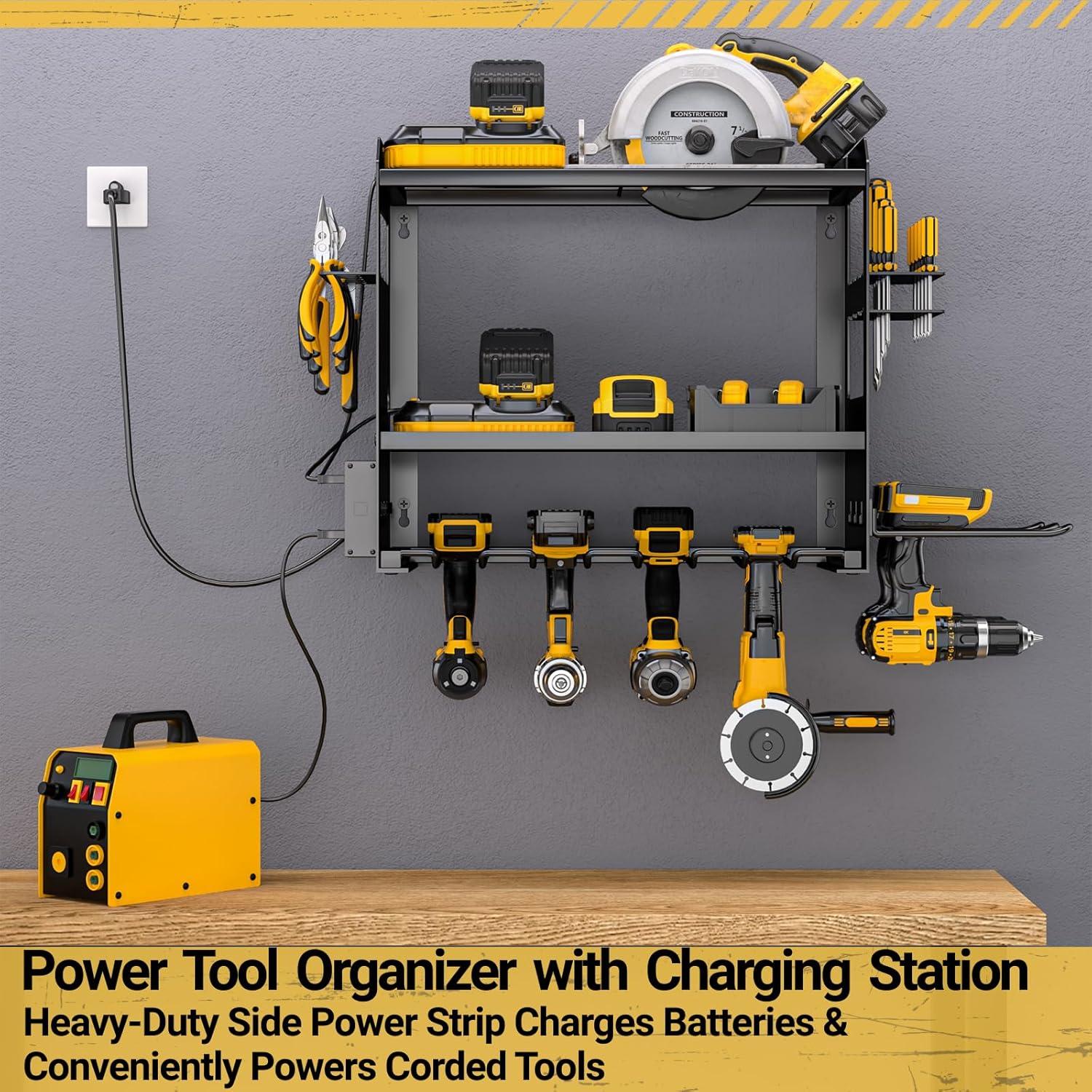 Organizador de Herramientas YYR Montaje en Pared con Regleta - Negro