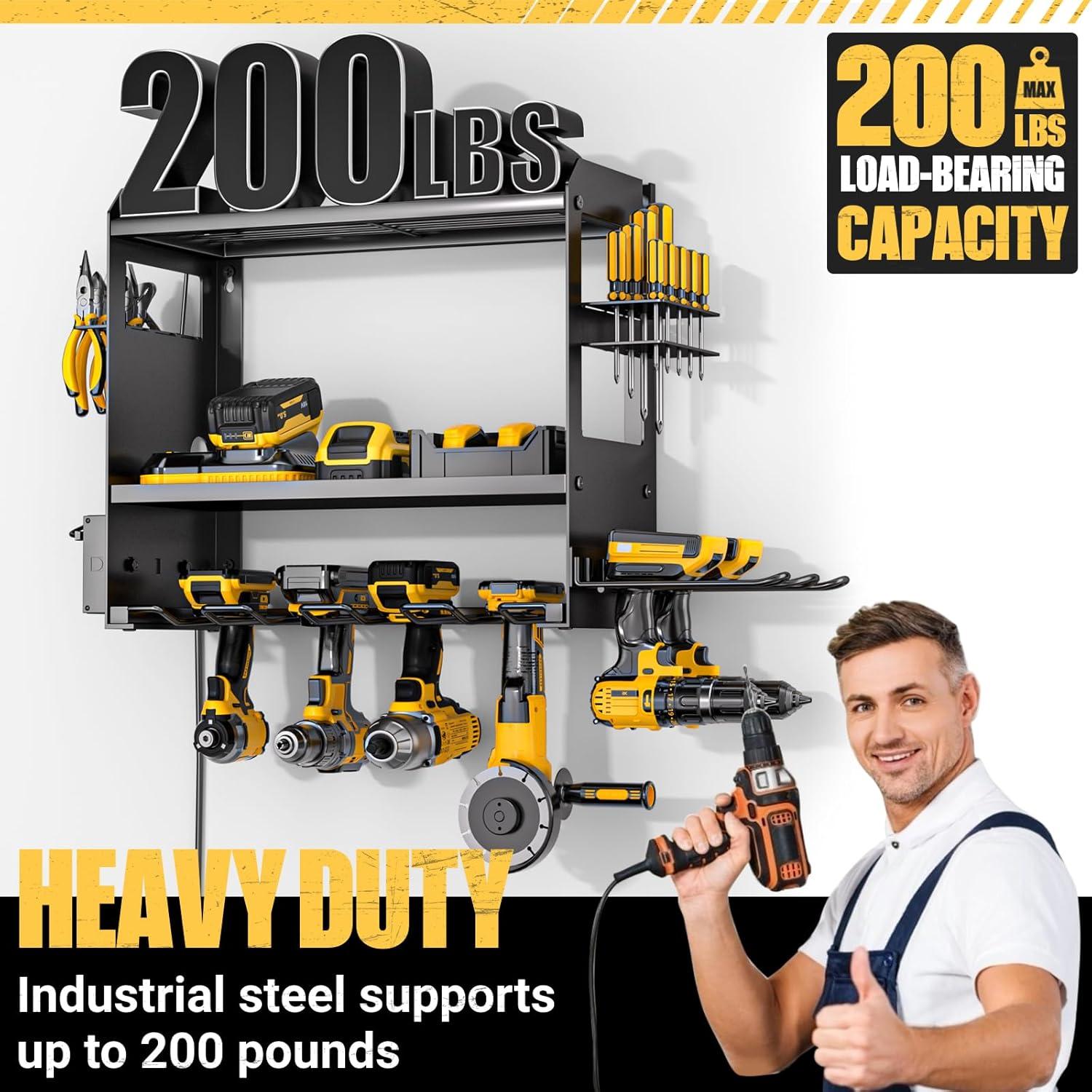 Organizador de Herramientas YYR Montaje en Pared con Regleta - Negro