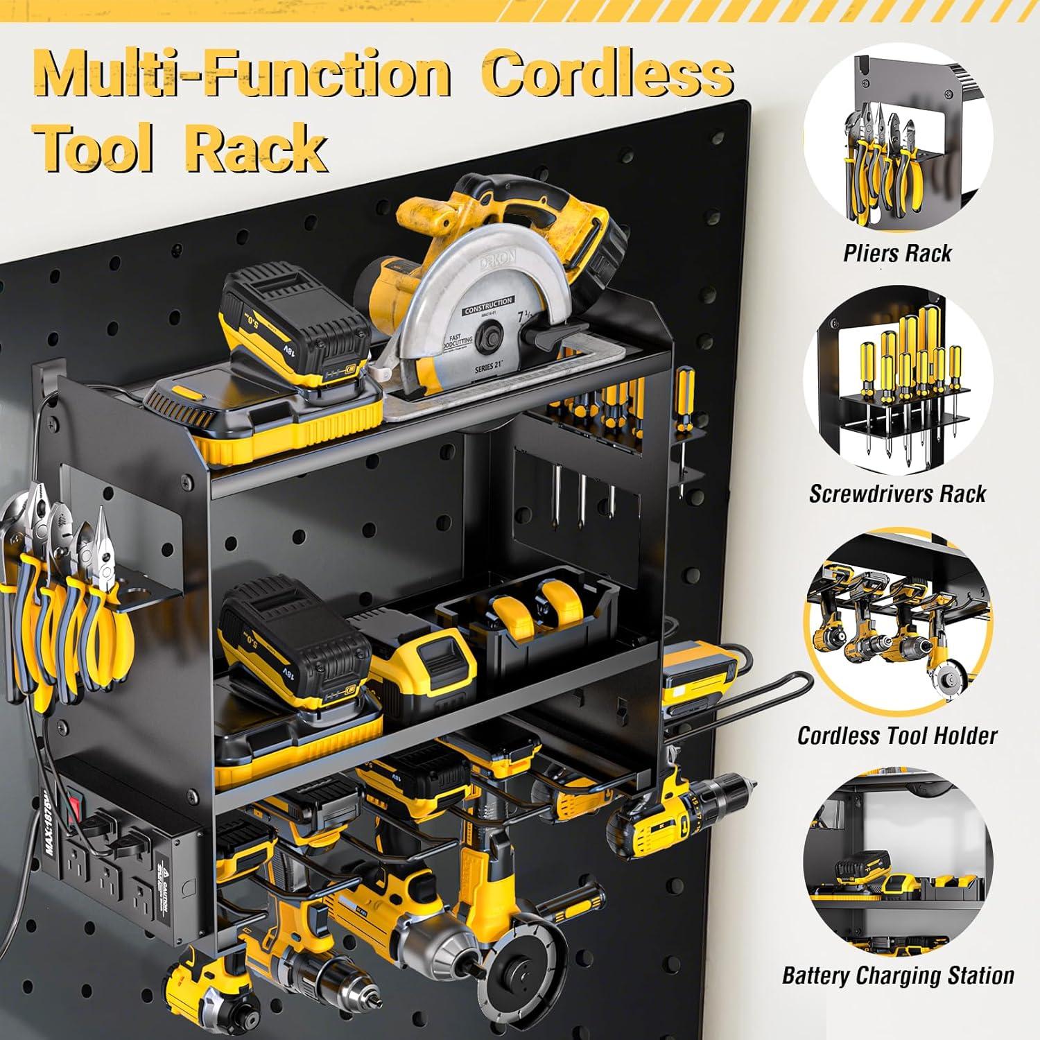 Organizador de Herramientas YYR Montaje en Pared con Regleta - Negro