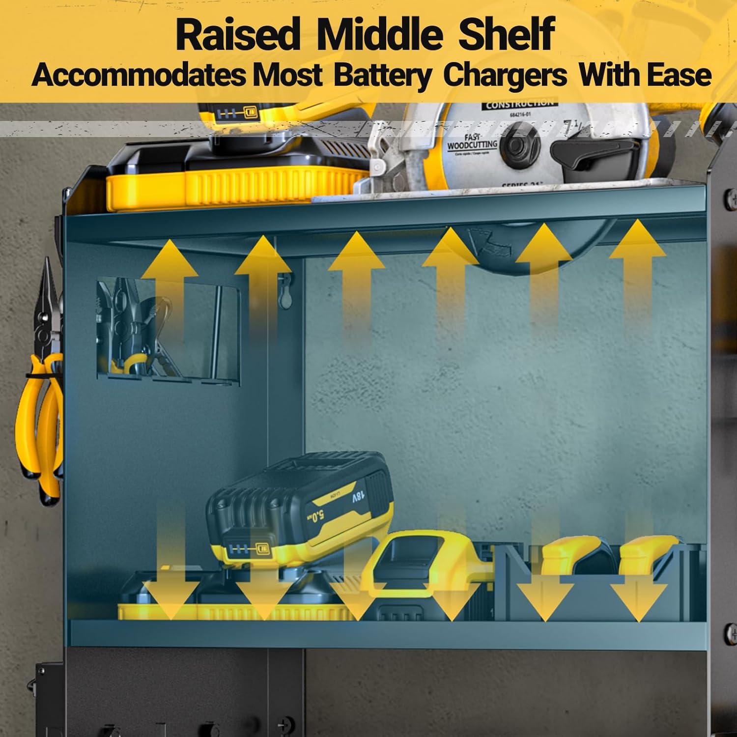 Organizador de Herramientas YYR Montaje en Pared con Regleta - Negro