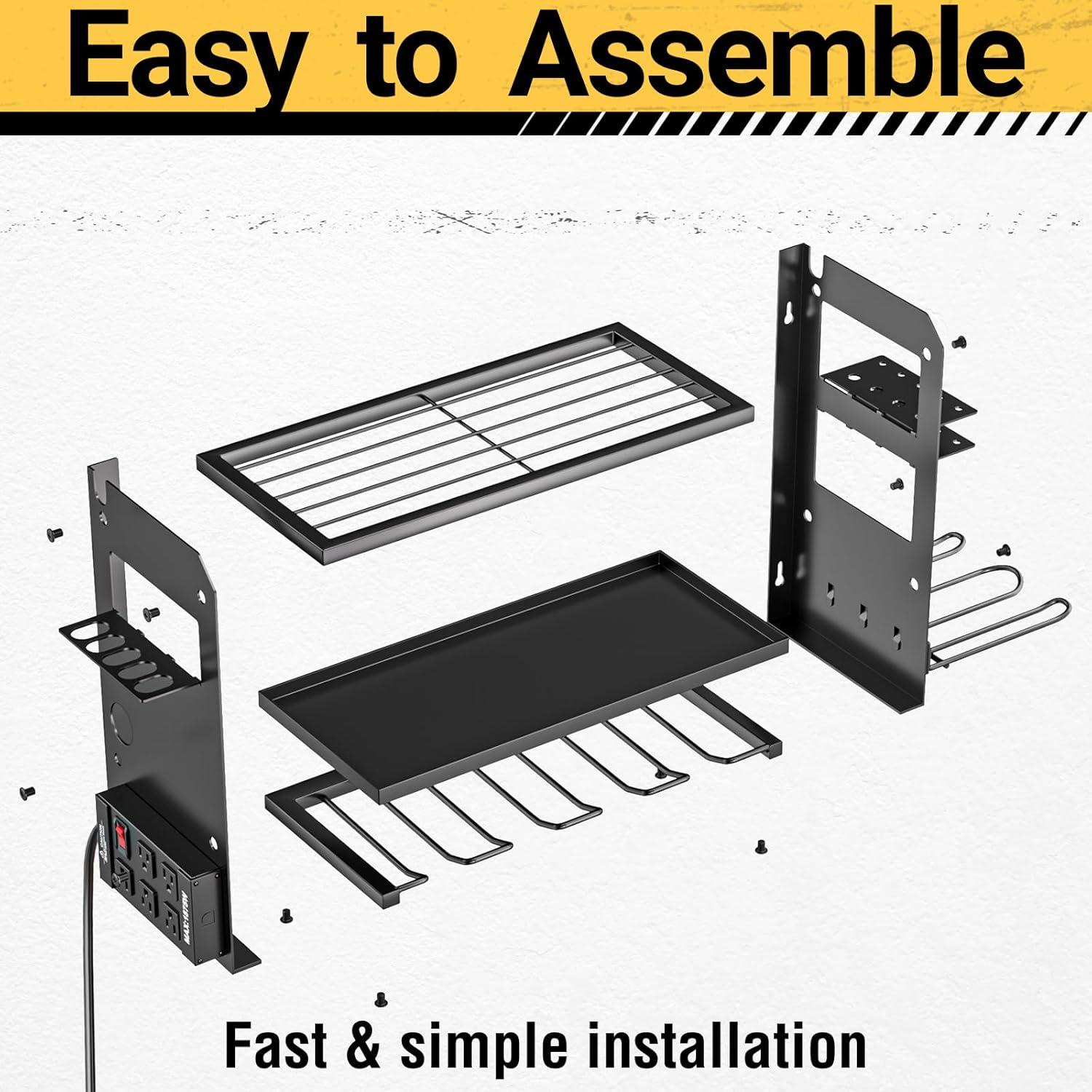 Organizador de Herramientas YYR Montaje en Pared con Regleta - Negro