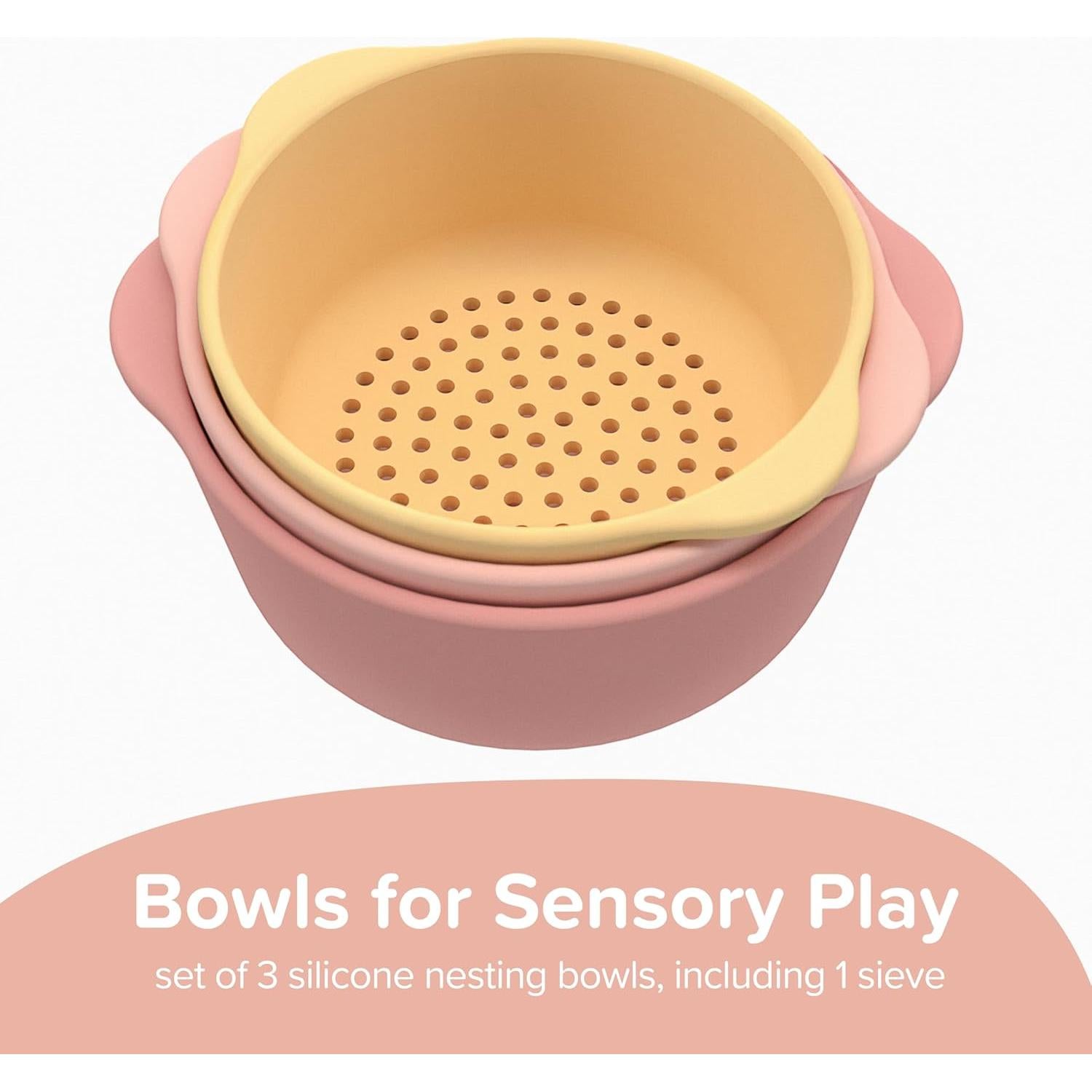 Cuencos Apilables y Colador Inspire My Play - Coral - 3 Piezas