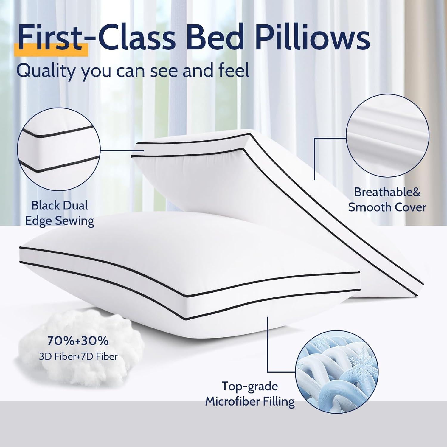 Juego de 2 Almohadas Estándar ROUMEA Microfibra Transpirables