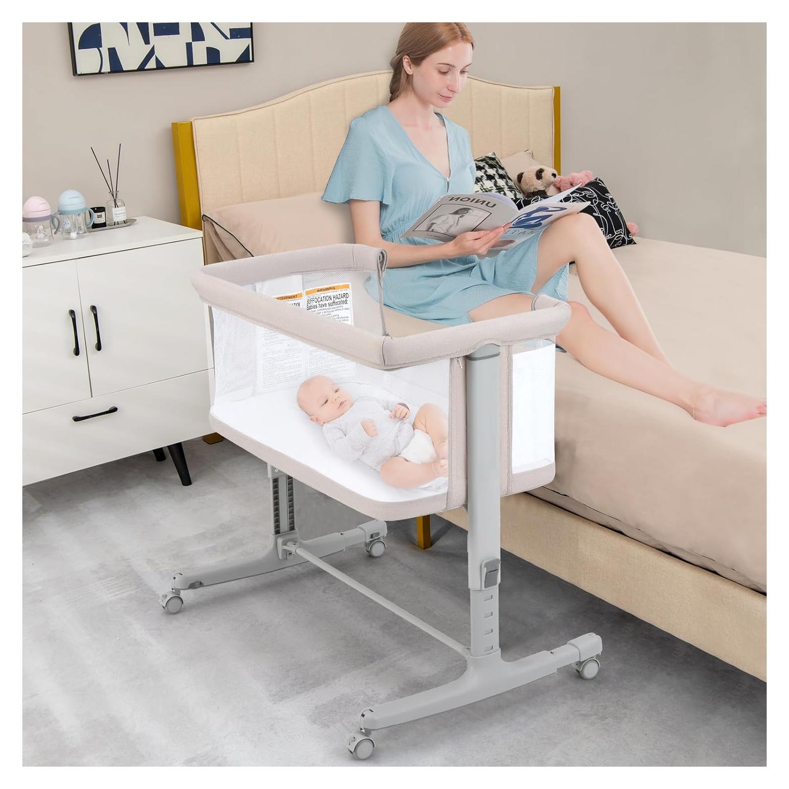 Cuna Lateral INFANS 3 en 1 Plegable con Colchón Beige