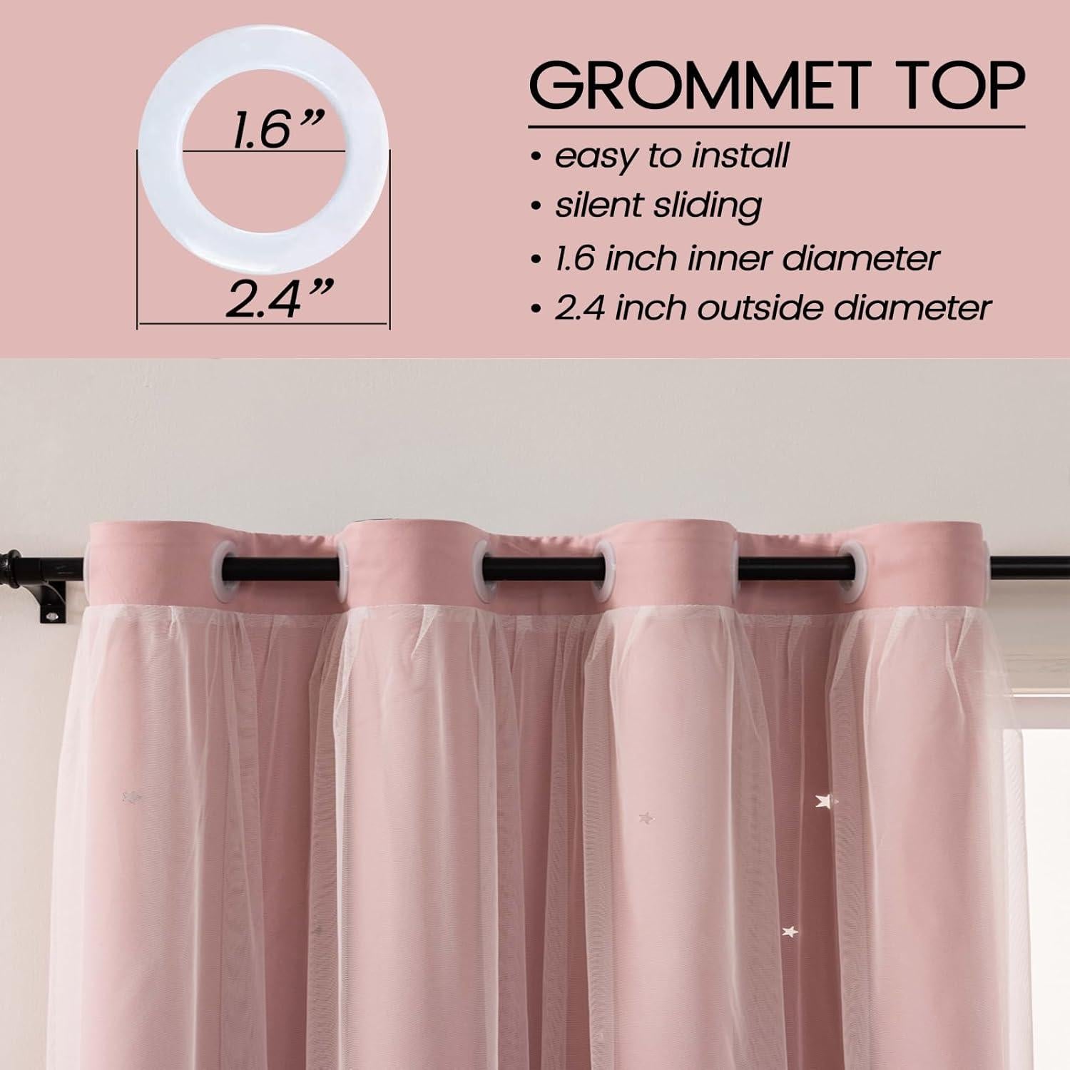 Cortinas Opacas Rosa Bebé LUGOTAL 2 Paneles 86x160 cm