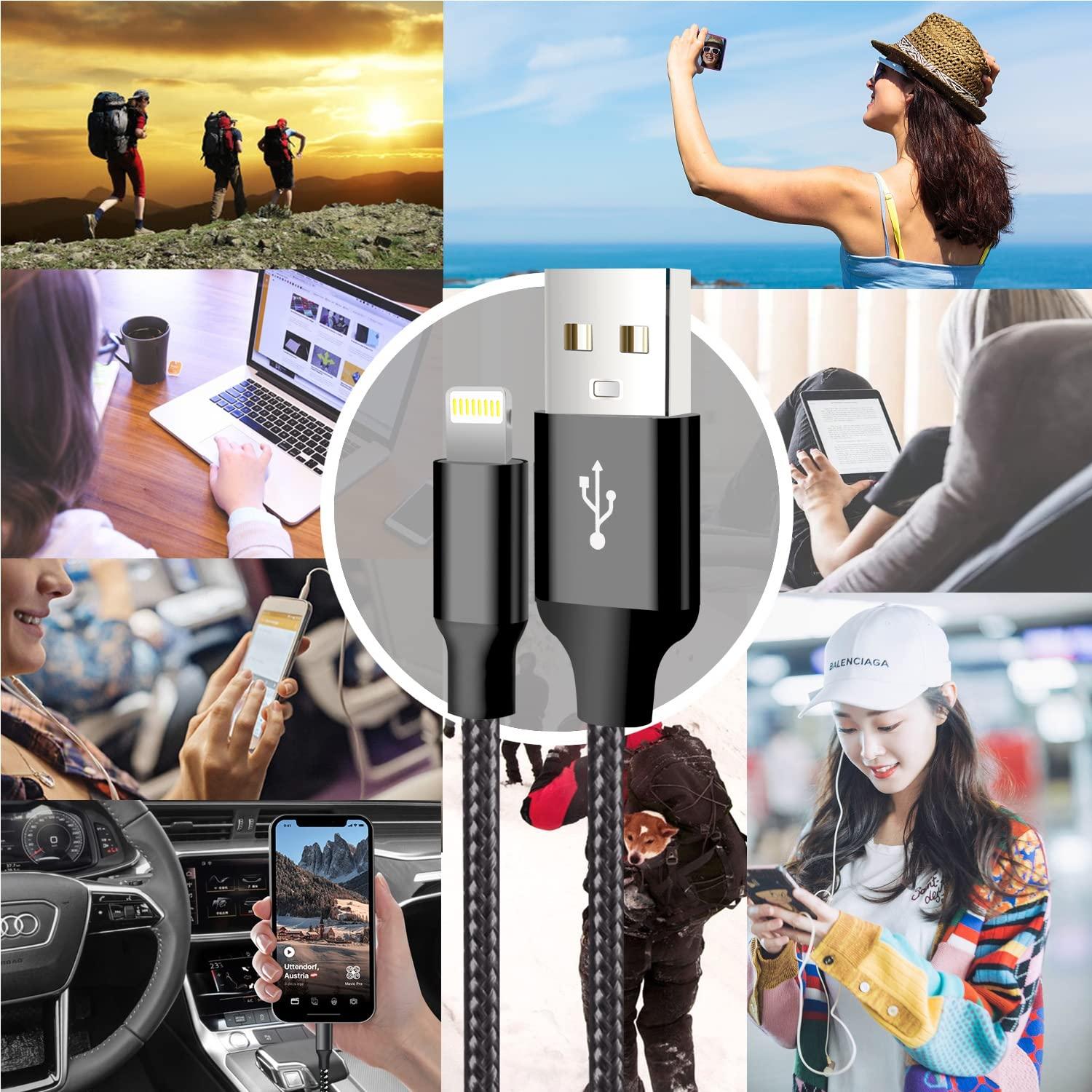 Cargador USB Lightning CUGUNU 5 Cables 0.91m a 3.05m Negro