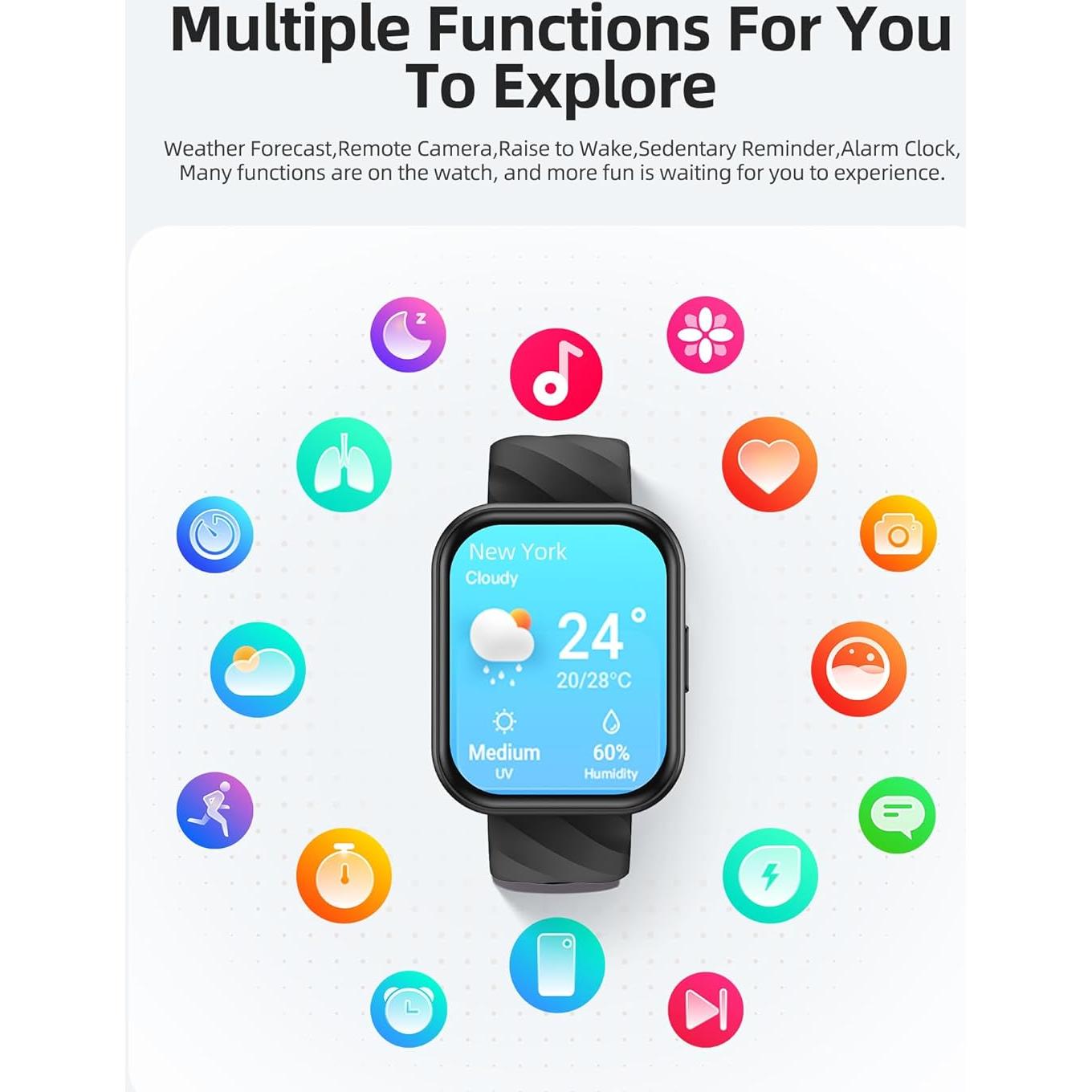 Reloj Inteligente Parsonver 5ATM Negro, 110 Modos Deportivos