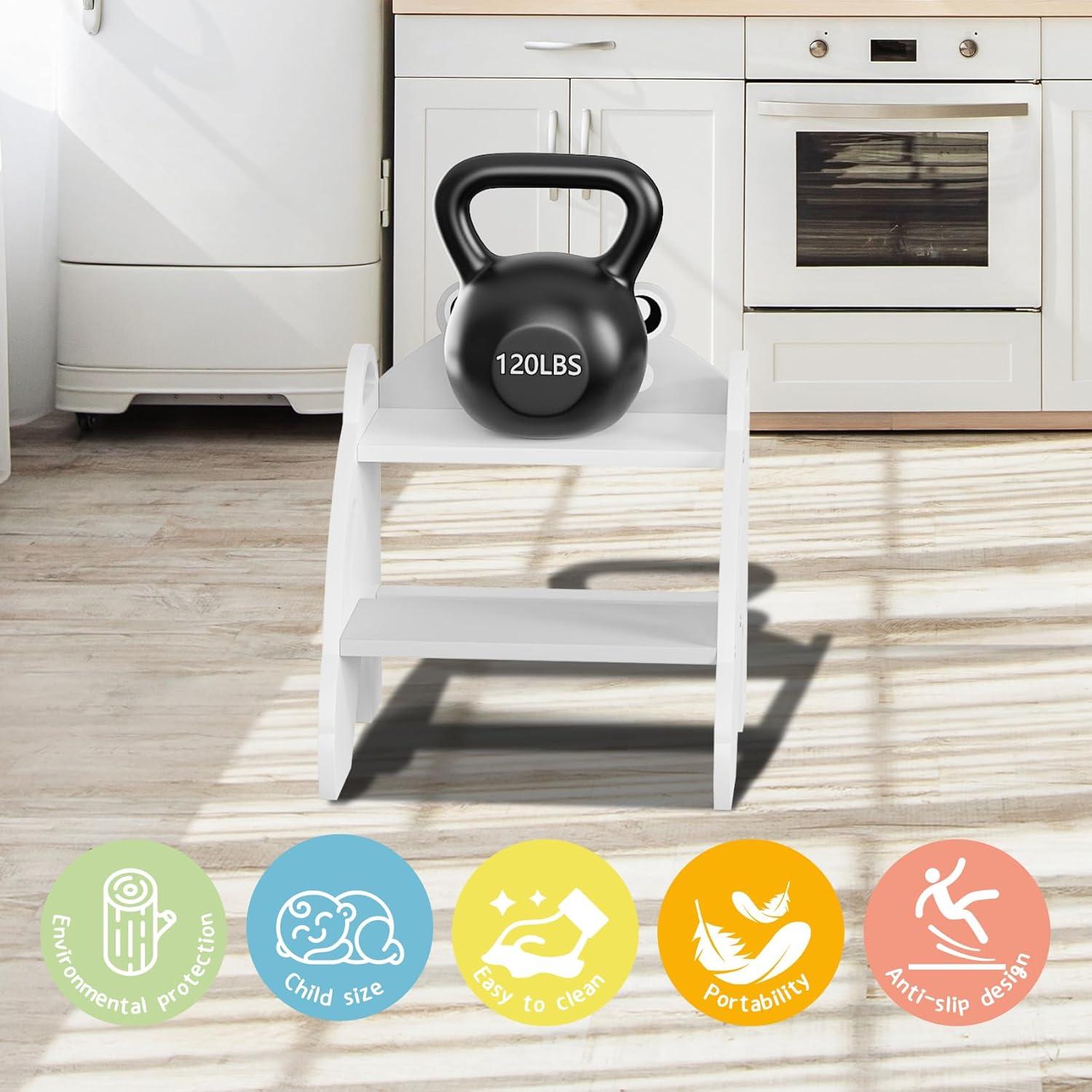 Taburete de Paso para Niños Ndahjahd 2 Pasos Madera Gris