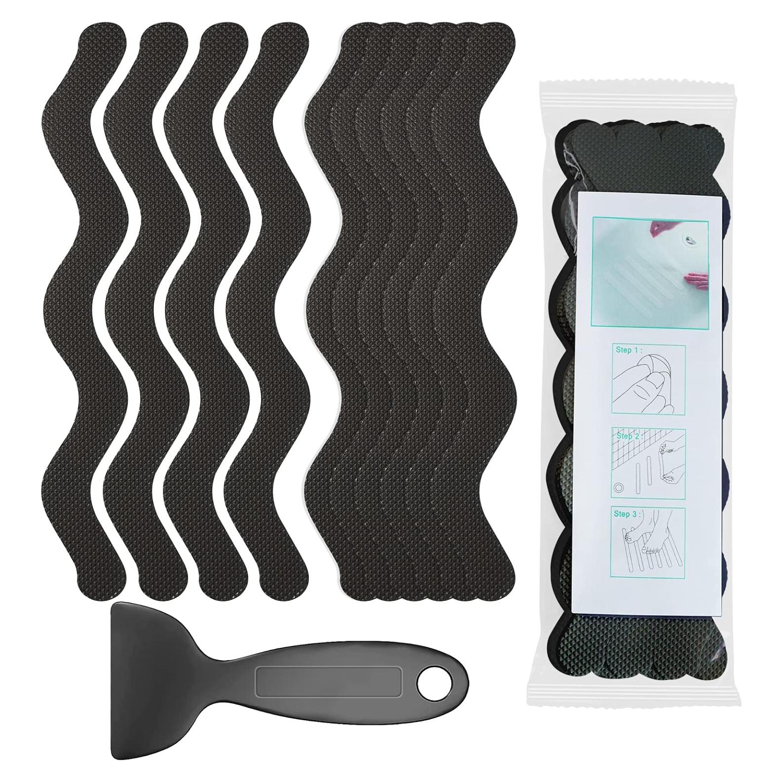 Juego de 30 Pegatinas Antideslizantes Kucucyle para Baño Negro