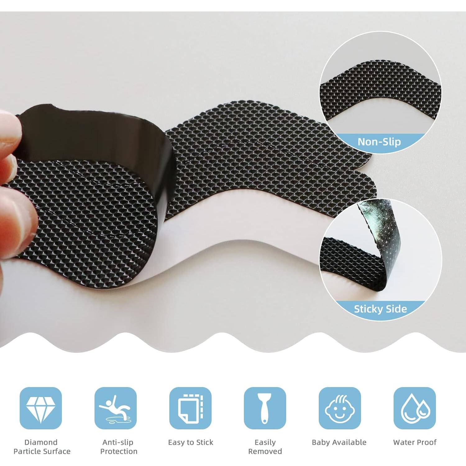 Juego de 30 Pegatinas Antideslizantes Kucucyle para Baño Negro