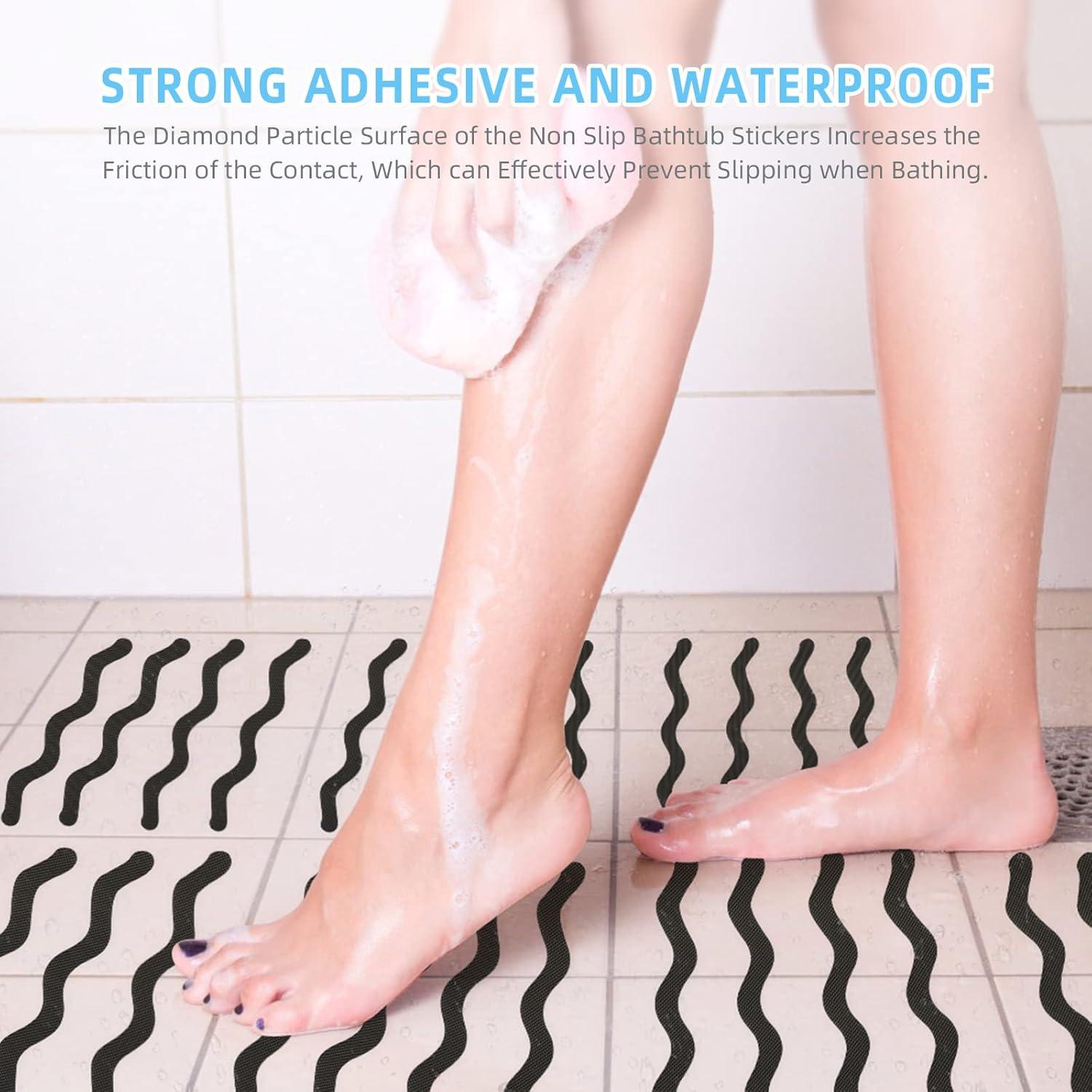 Juego de 30 Pegatinas Antideslizantes Kucucyle para Baño Negro