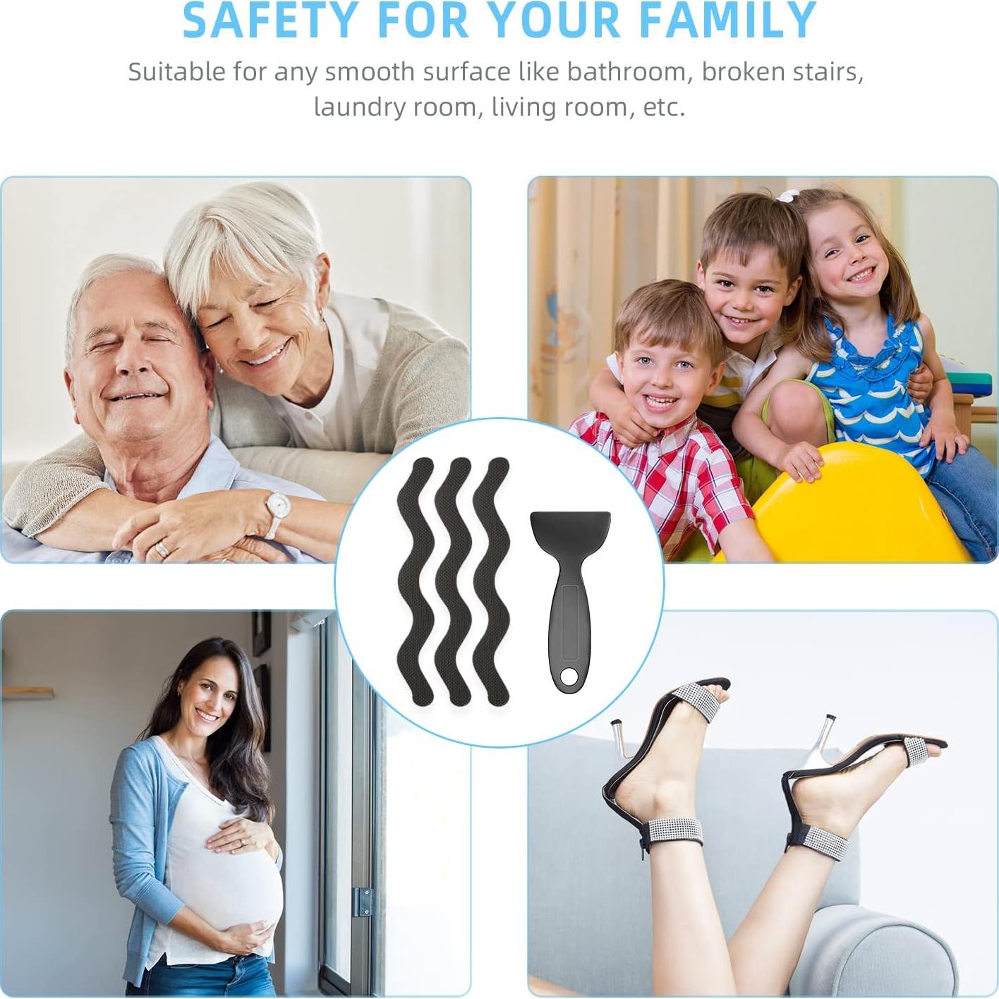 Juego de 30 Pegatinas Antideslizantes Kucucyle para Baño Negro