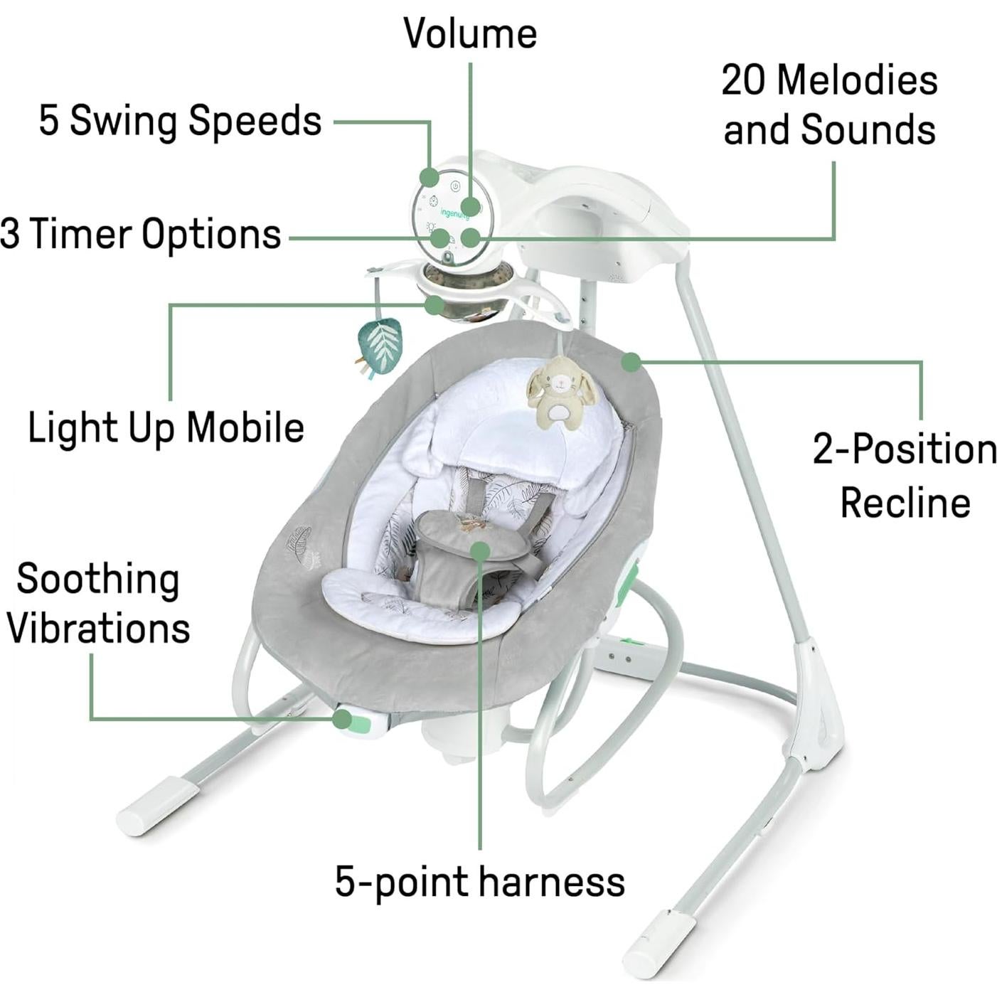 Silla y Balanceadora Calmante Ingenuity InLighten Remy 2-en-1