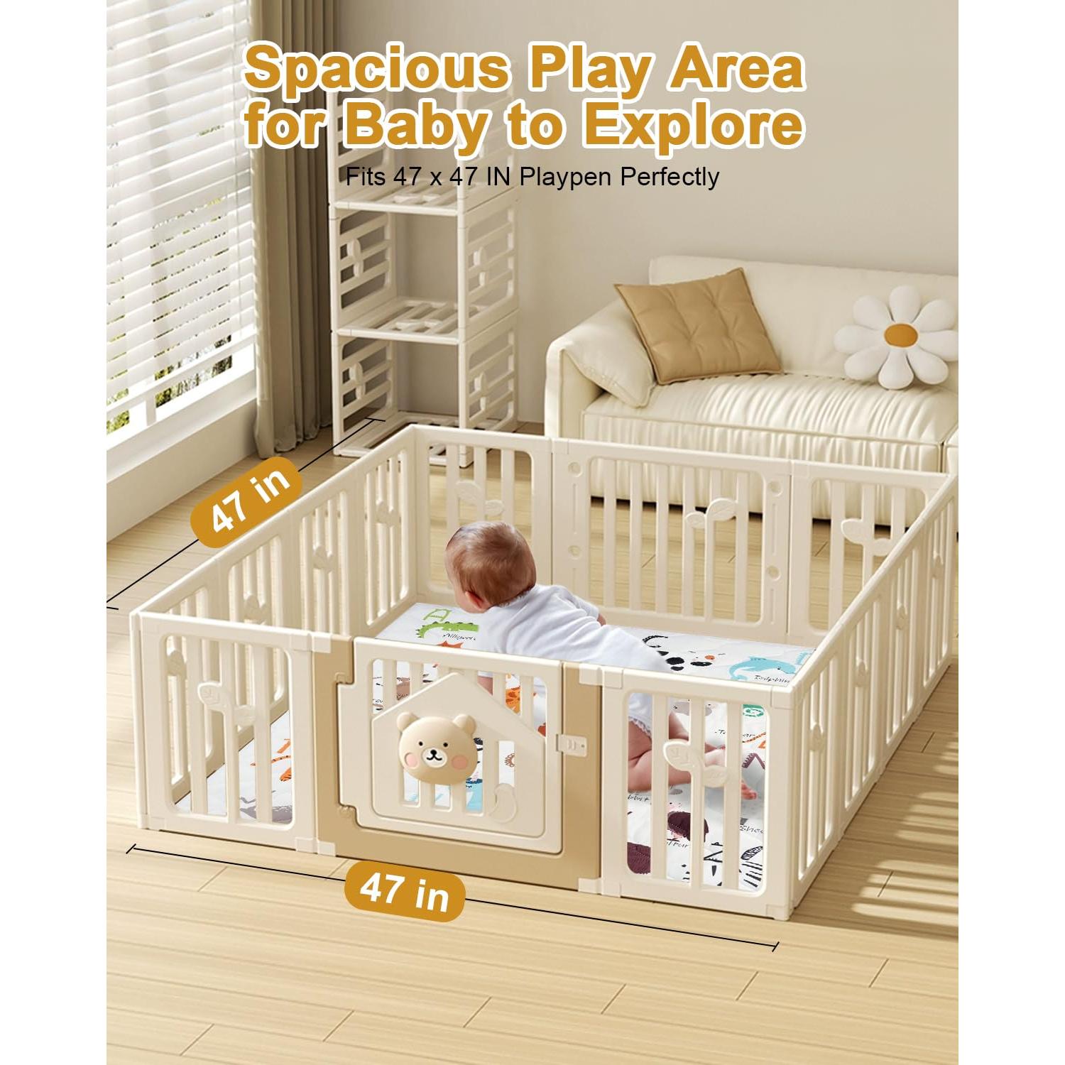 Alfombra de Juego para Bebés Premium 119x119 cm Antideslizante