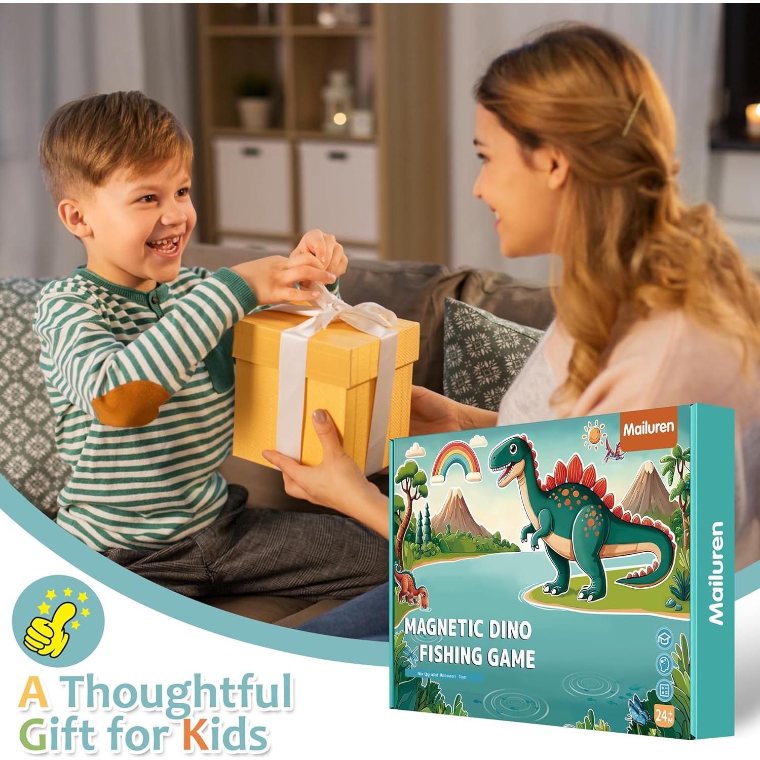 Juego de Pesca Magnético de Dinosaurios Mailuren 36x26 cm