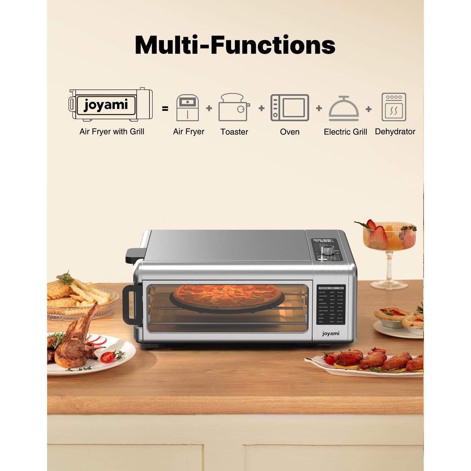 Horno de Aire Freír JOYAMI 18QT 1600W Multifuncional