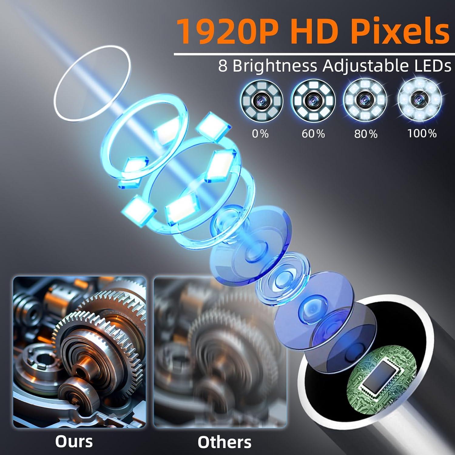 Cámara Endoscopio HD 1920P Ennovor 4.3" Luz Ajustable 5m