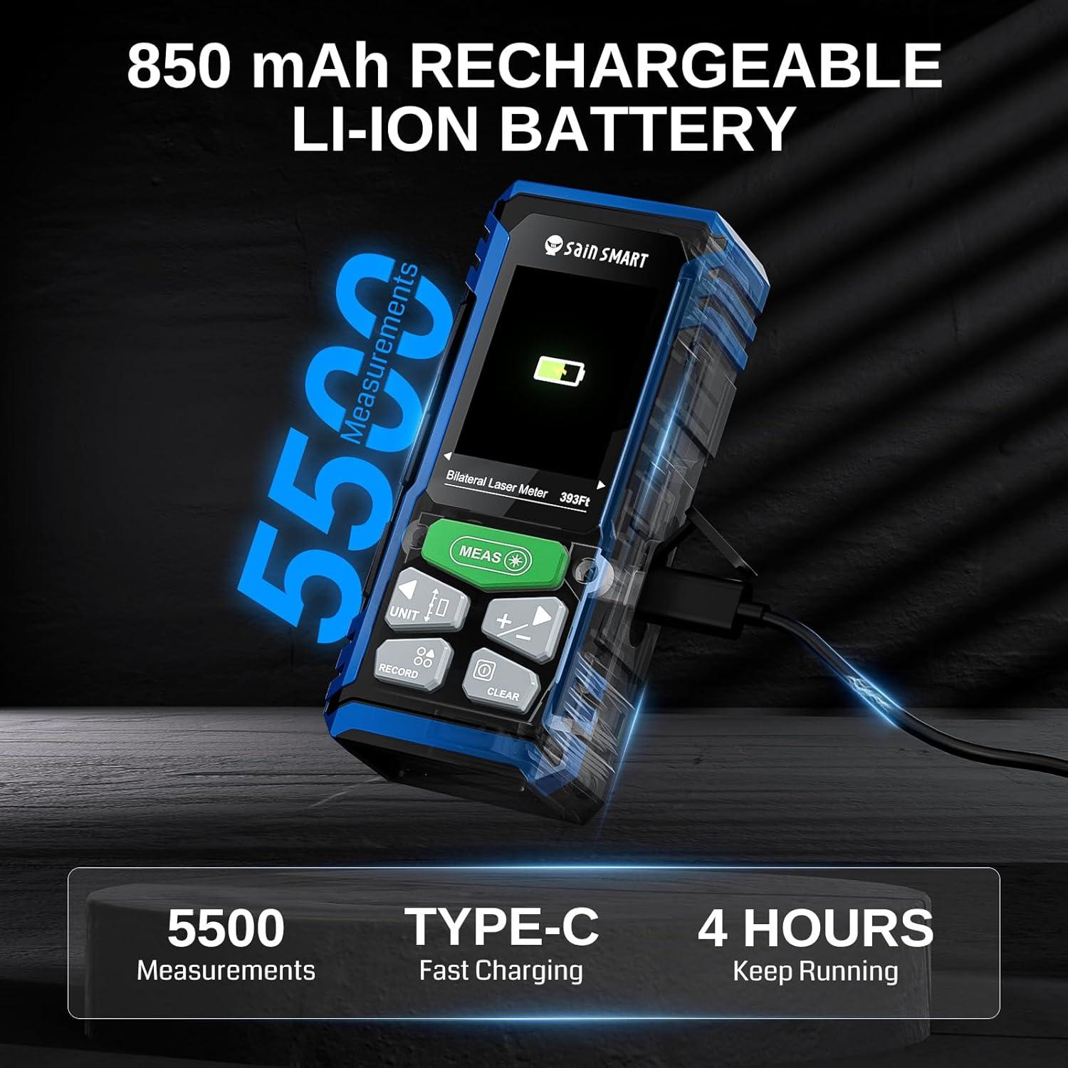 Medidor de Distancia Láser Doble SainSmart BLM-393G 120m Verde