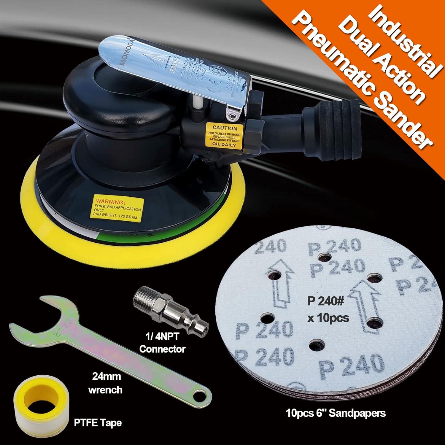 Lijadora Orbital Neumática MOMODA 6" Profesional con Conector