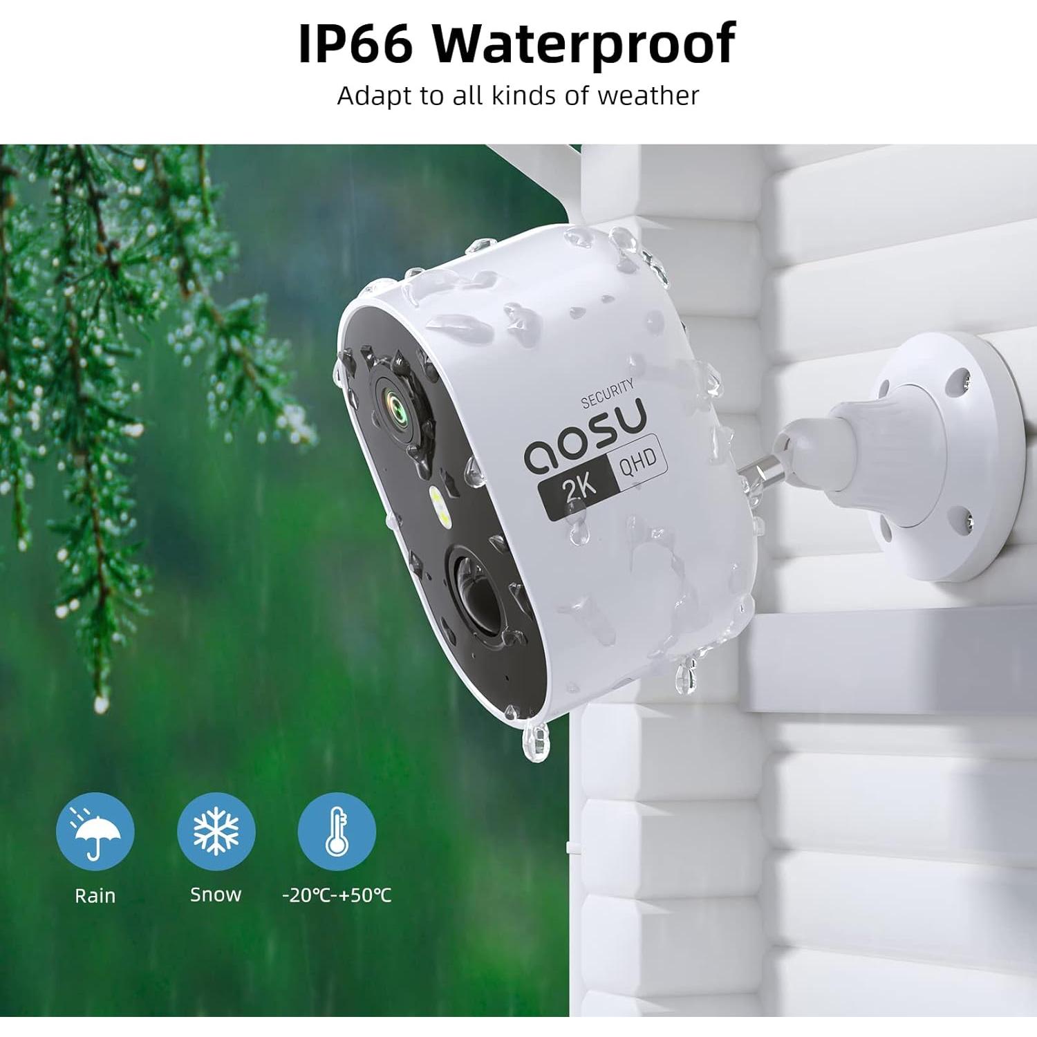 Cámara de Seguridad AOSU 2K Inalámbrica Exterior IP66