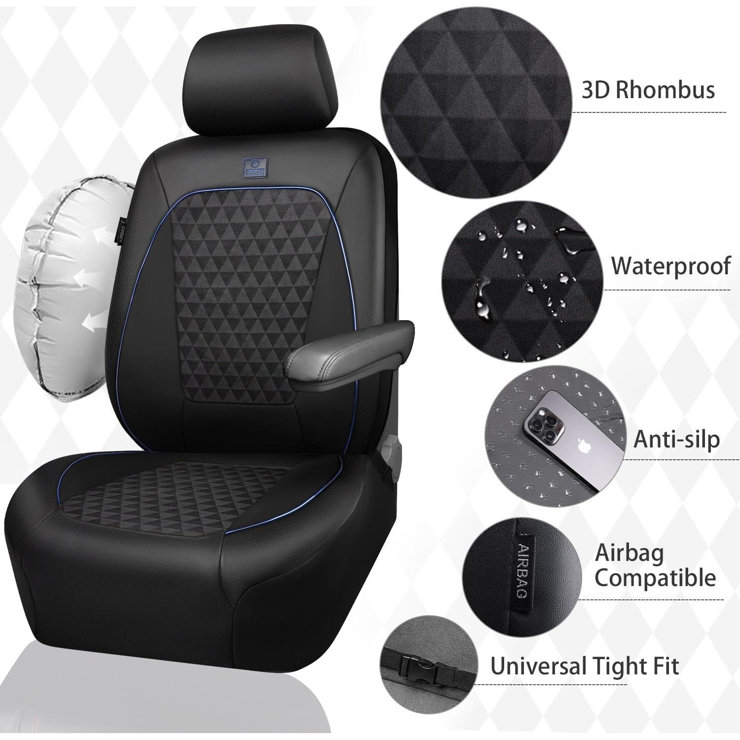 Fundas de Asiento de Coche CAR PASS Neopreno PU 2 Piezas