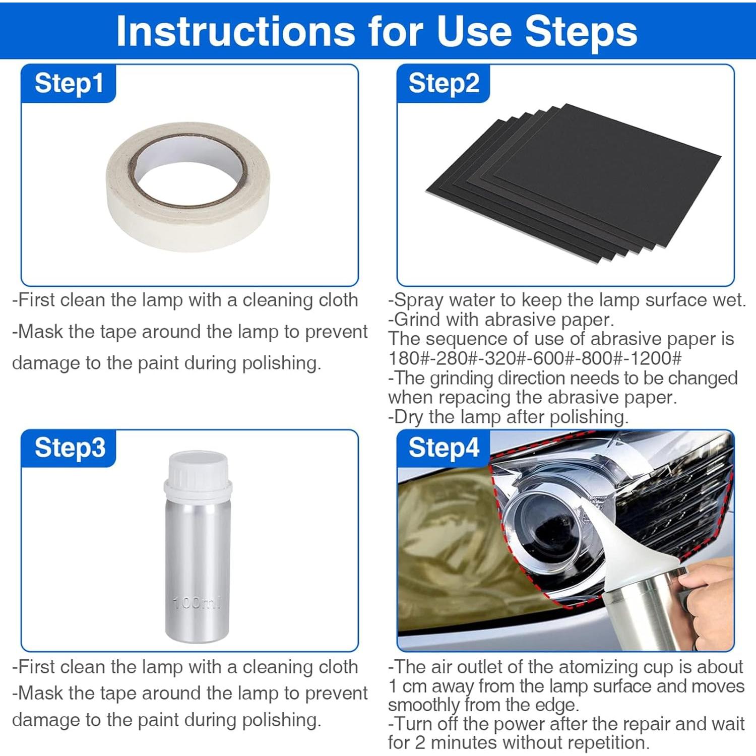 Kit de Reparación de Faros TUTOOLS 100ml - Pulido y Restauración