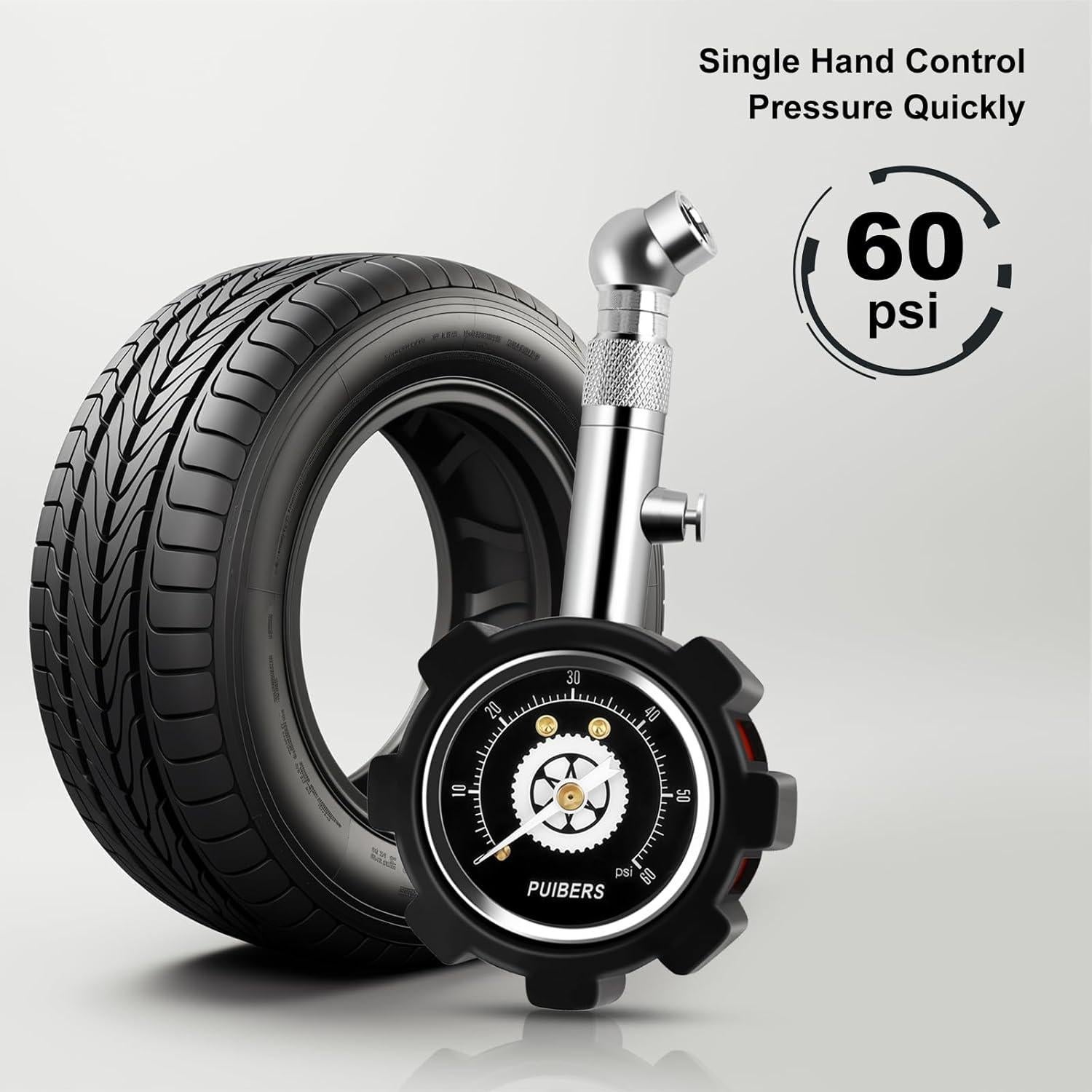 Manómetro de Neumáticos PUIBERS 60 PSI con Dial Brillante