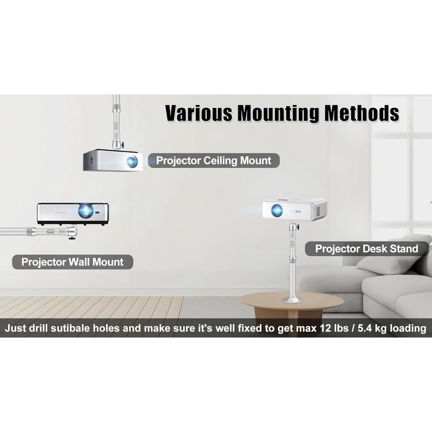 Soporte de Proyector de Techo Ajustable 2-Be-Best Plata 41-65cm