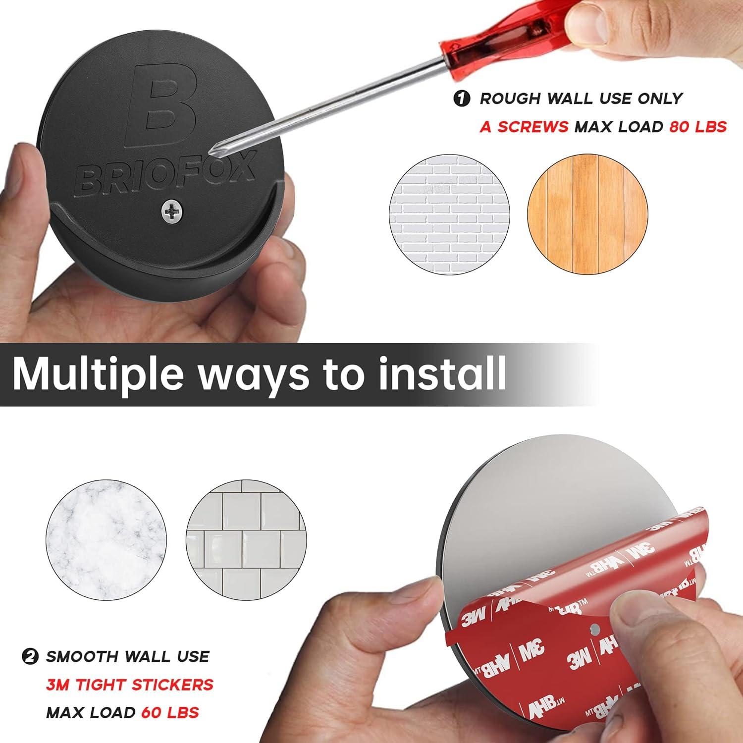 Soporte para Barra de Cortina de Ducha BRIOFOX Negro 27.2 kg