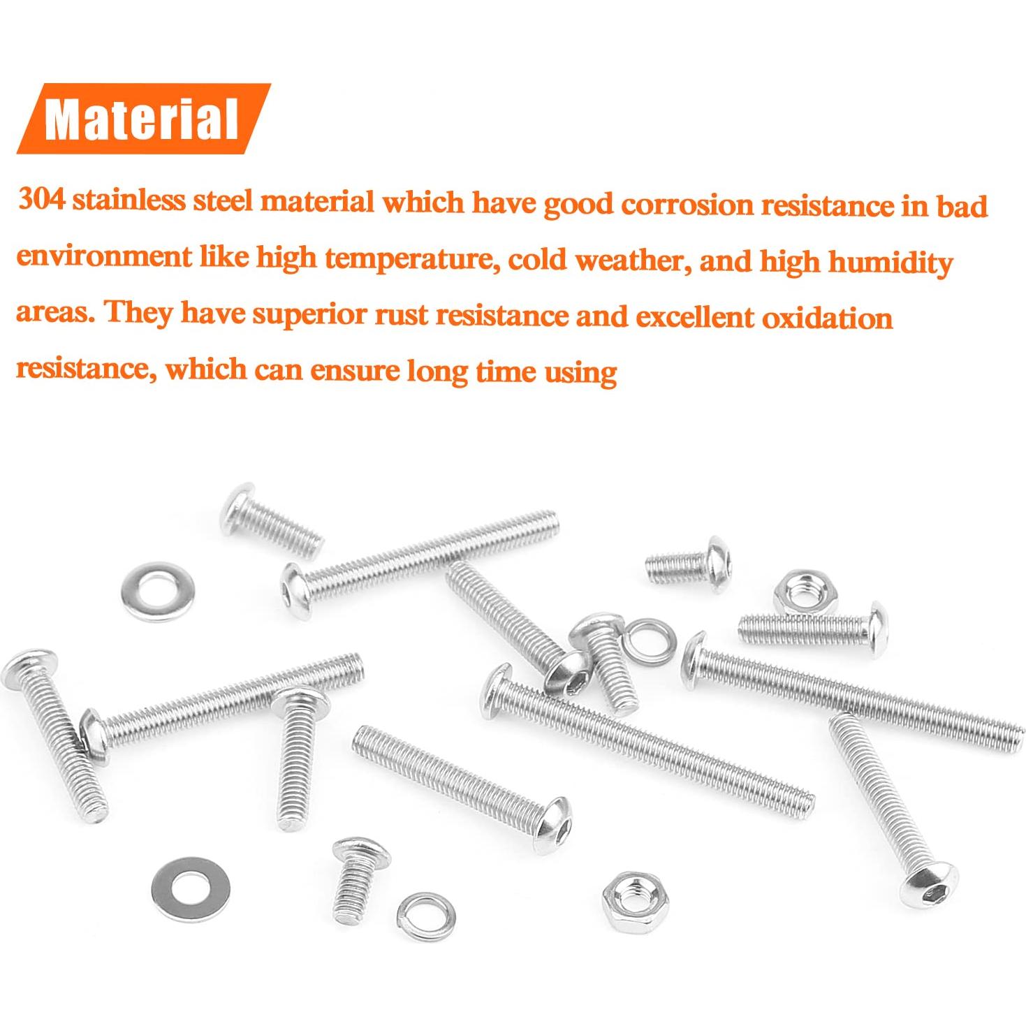 Kit 540 Piezas Tornillos M3 Acero Inoxidable 304 Cabeza Botón