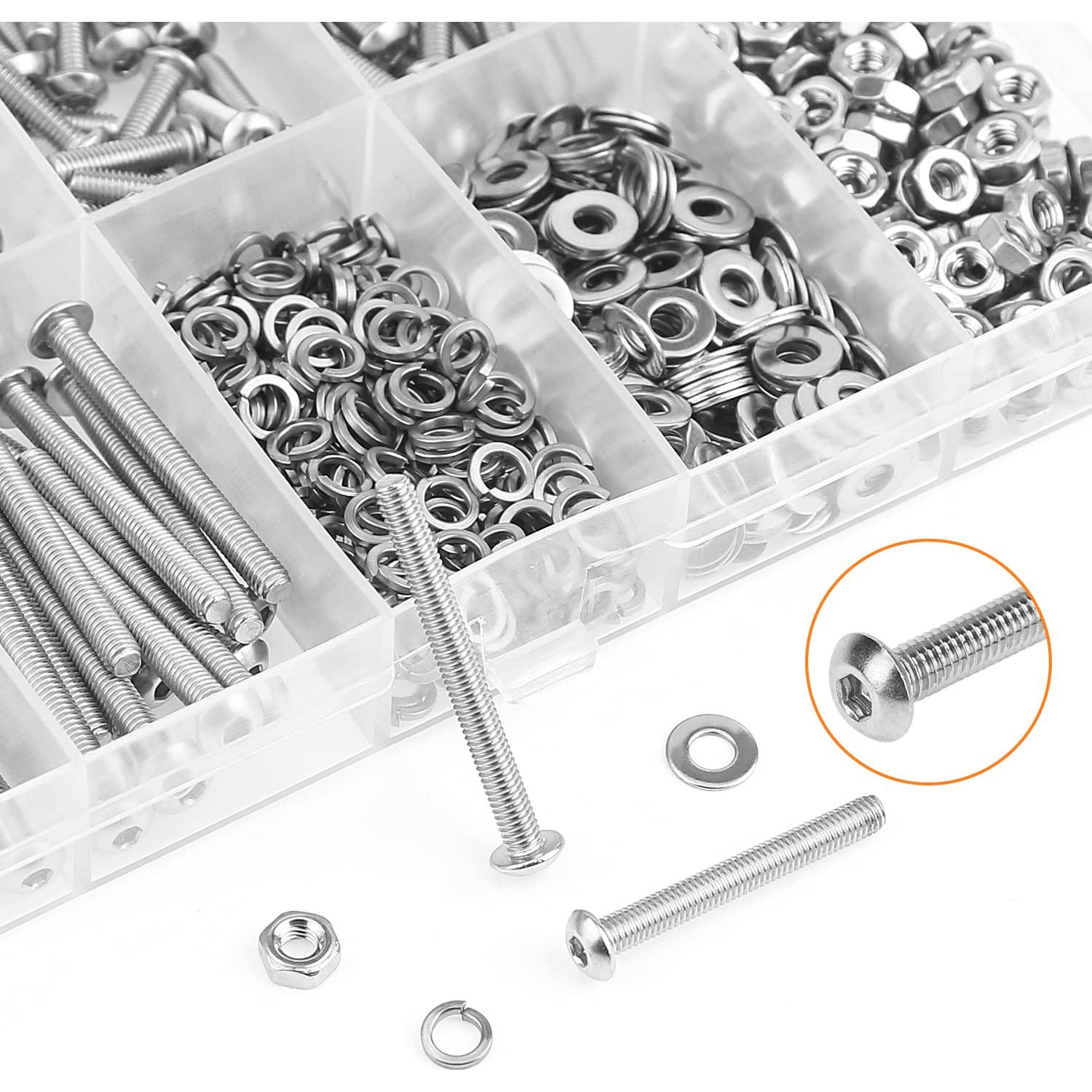 Kit 540 Piezas Tornillos M3 Acero Inoxidable 304 Cabeza Botón