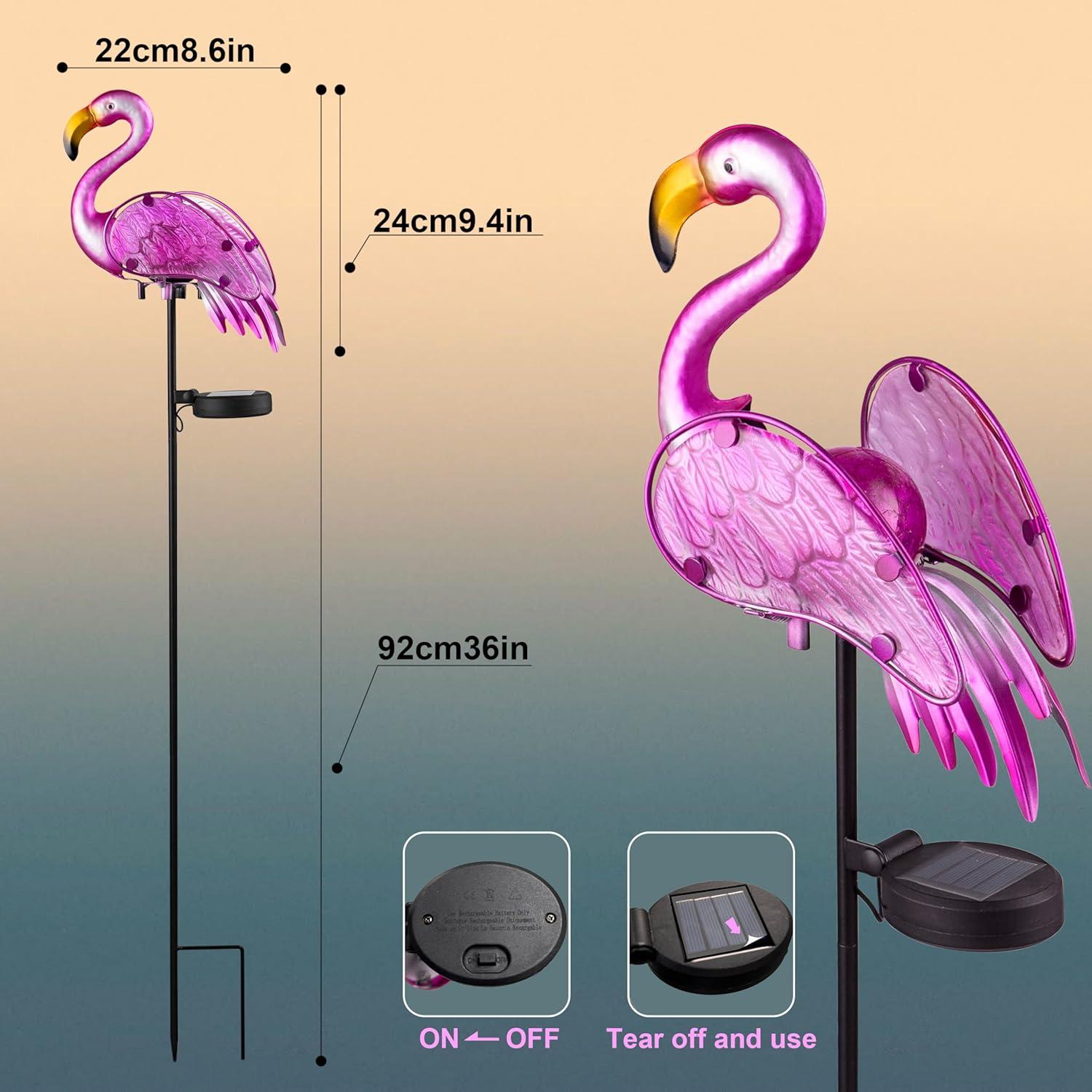 Garden Solar Lights,Pink Flamingos for Yard Art Decor,Flamingo Gifts for Women,Solar Metal Flamingo Lights Outdoor,Solar Powered Statues for Garden Yard Decor