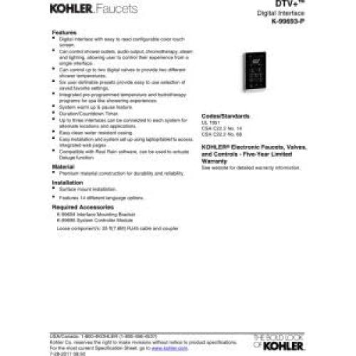 Interfaz Digital de Ducha Táctil KOHLER DTV+ Negro