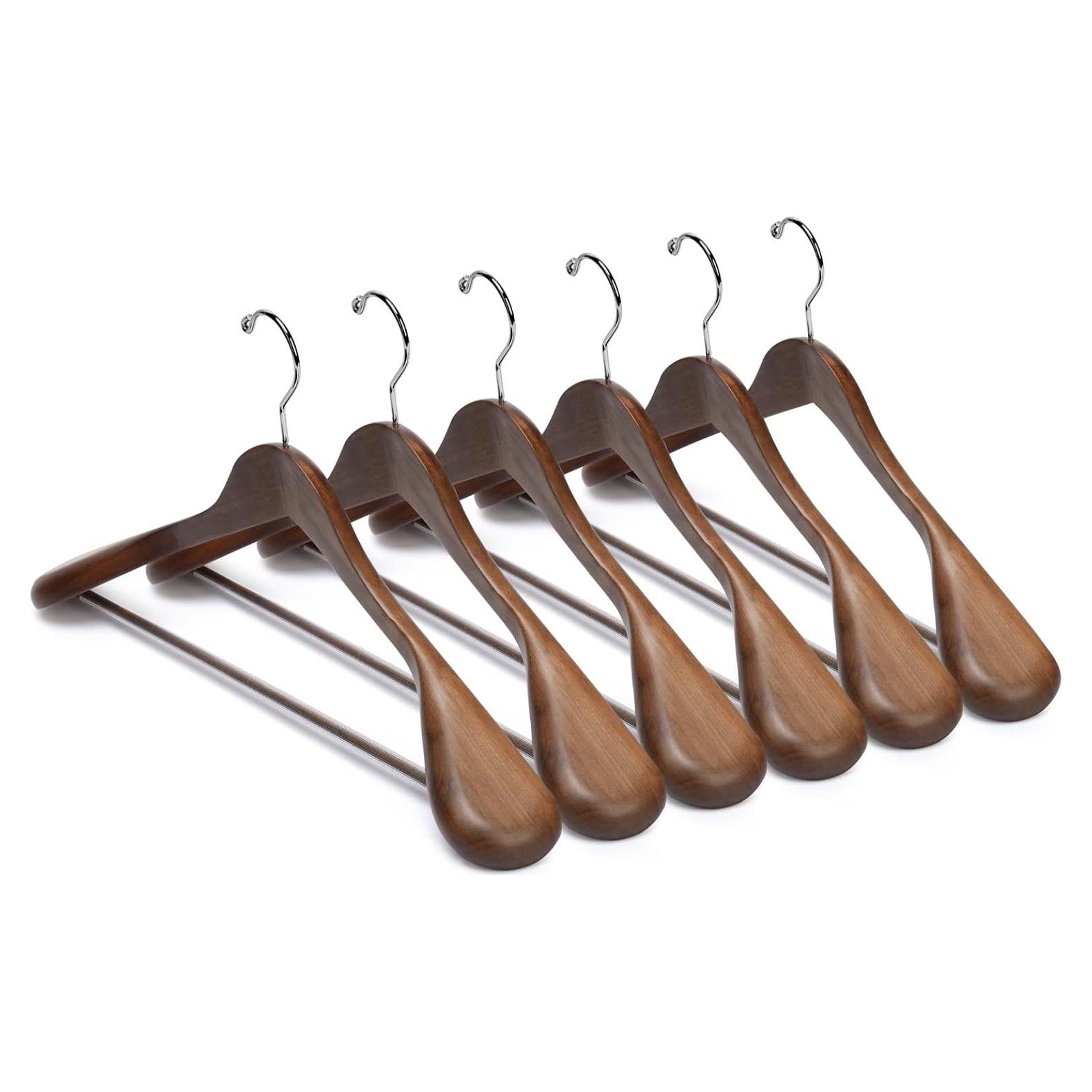 Perchas de Madera Nature Smile 12 Pzas Hombro Ancho Retro