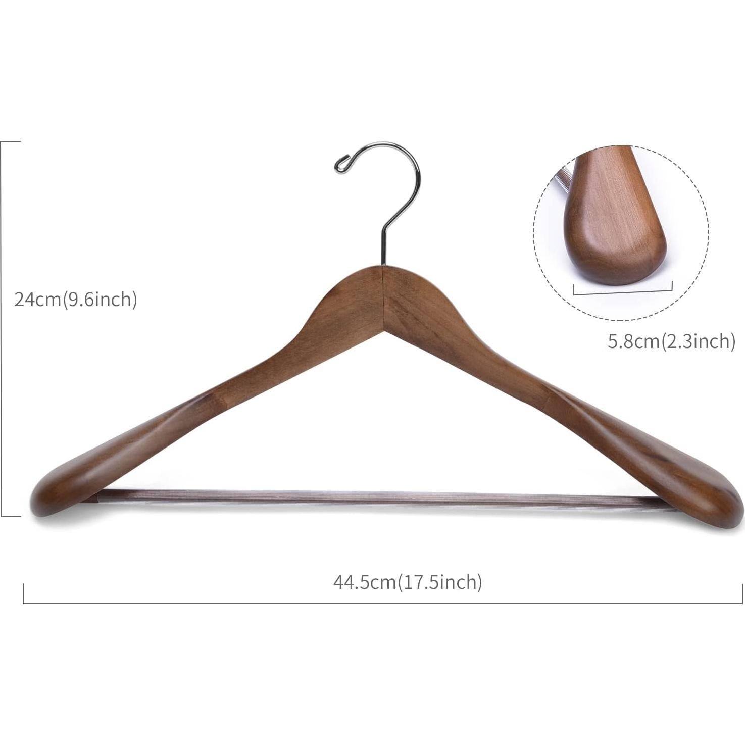 Perchas de Madera Nature Smile 12 Pzas Hombro Ancho Retro