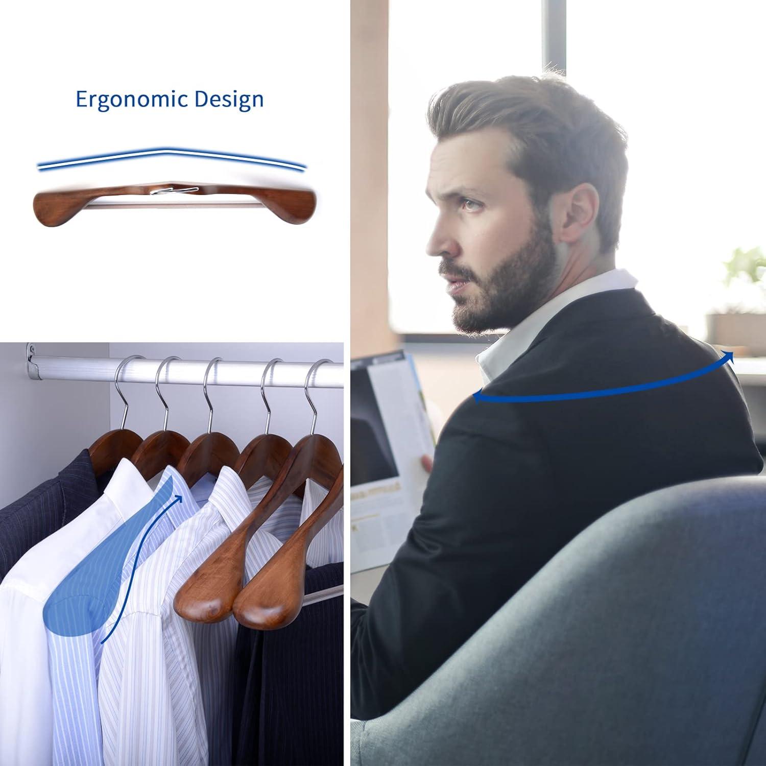 Perchas de Madera Nature Smile 12 Pzas Hombro Ancho Retro