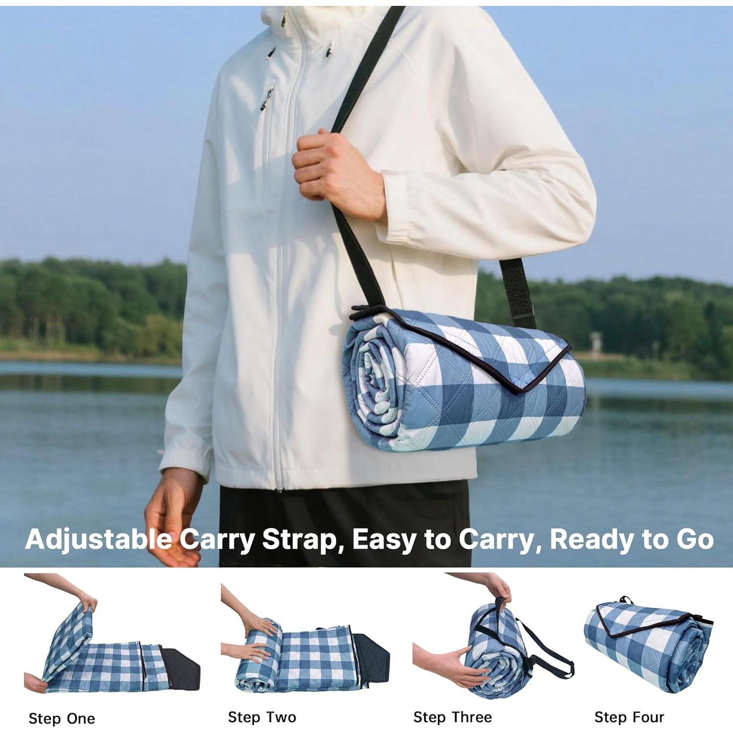 Manta de Picnic Plegable TigeJoy Impermeable 2.03m x 1.52m