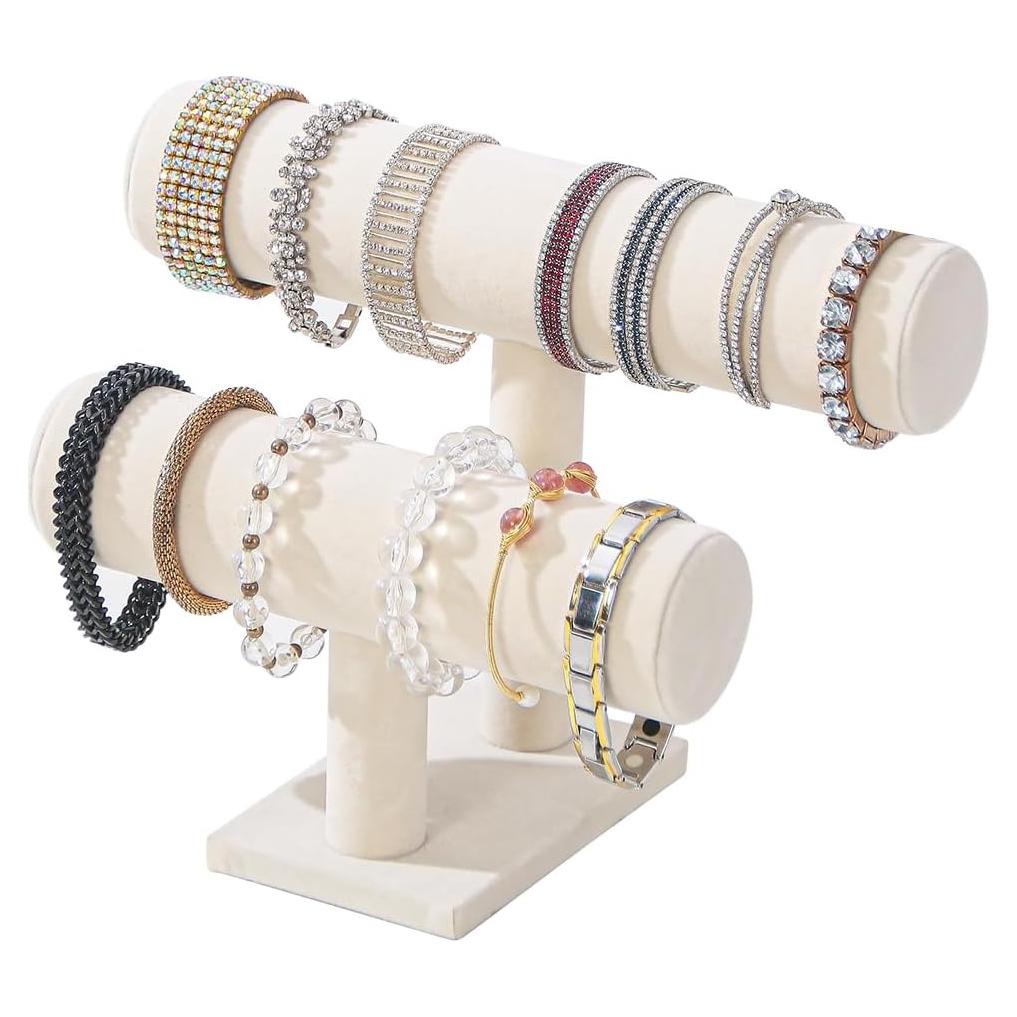 Soporte de Joyería Coward 2 Niveles Terciopelo Beige