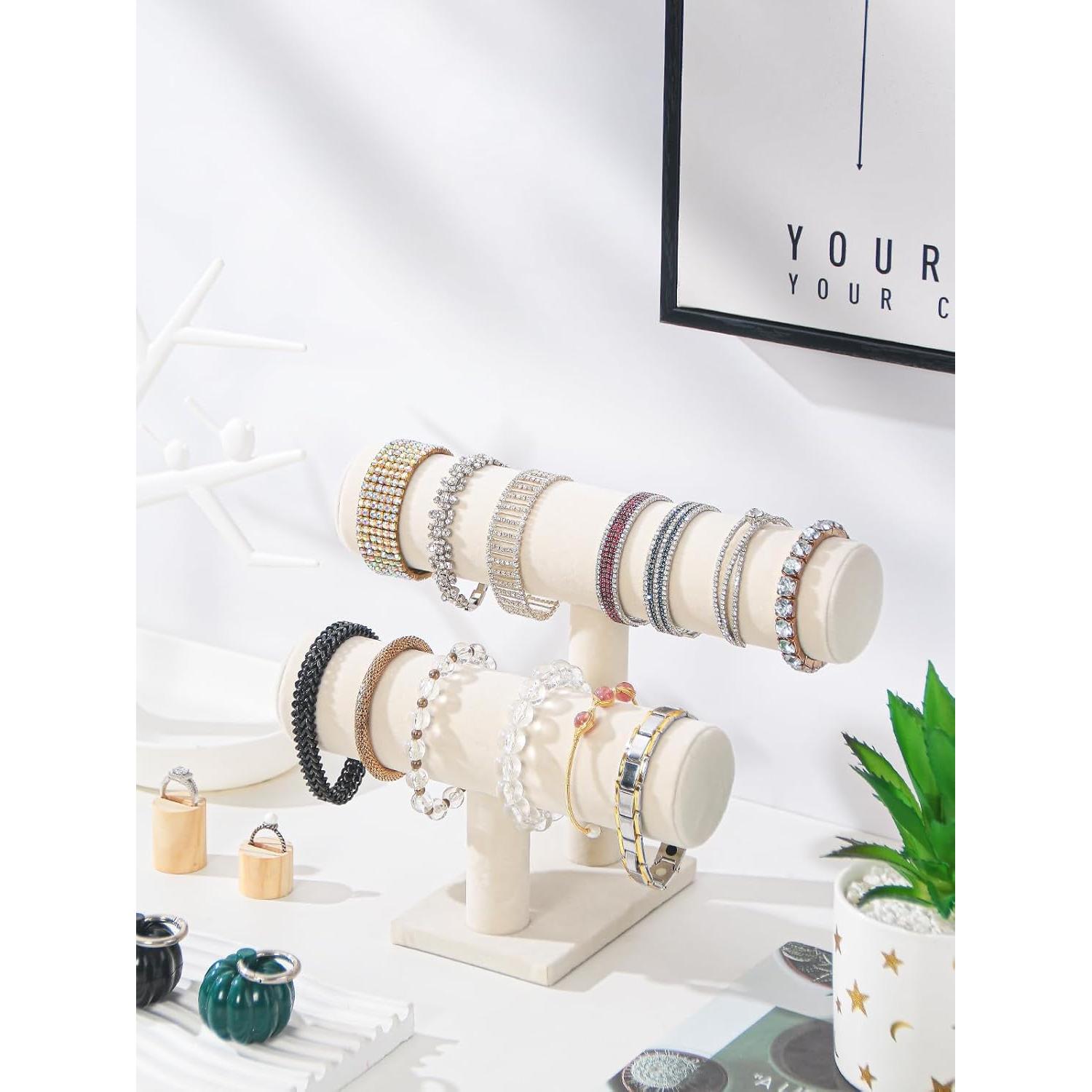 Soporte de Joyería Coward 2 Niveles Terciopelo Beige