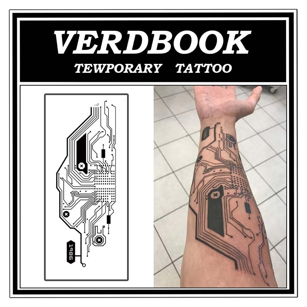 Kit de Tatuajes Temporales Impermeables VERDBOOK - 2 Hojas